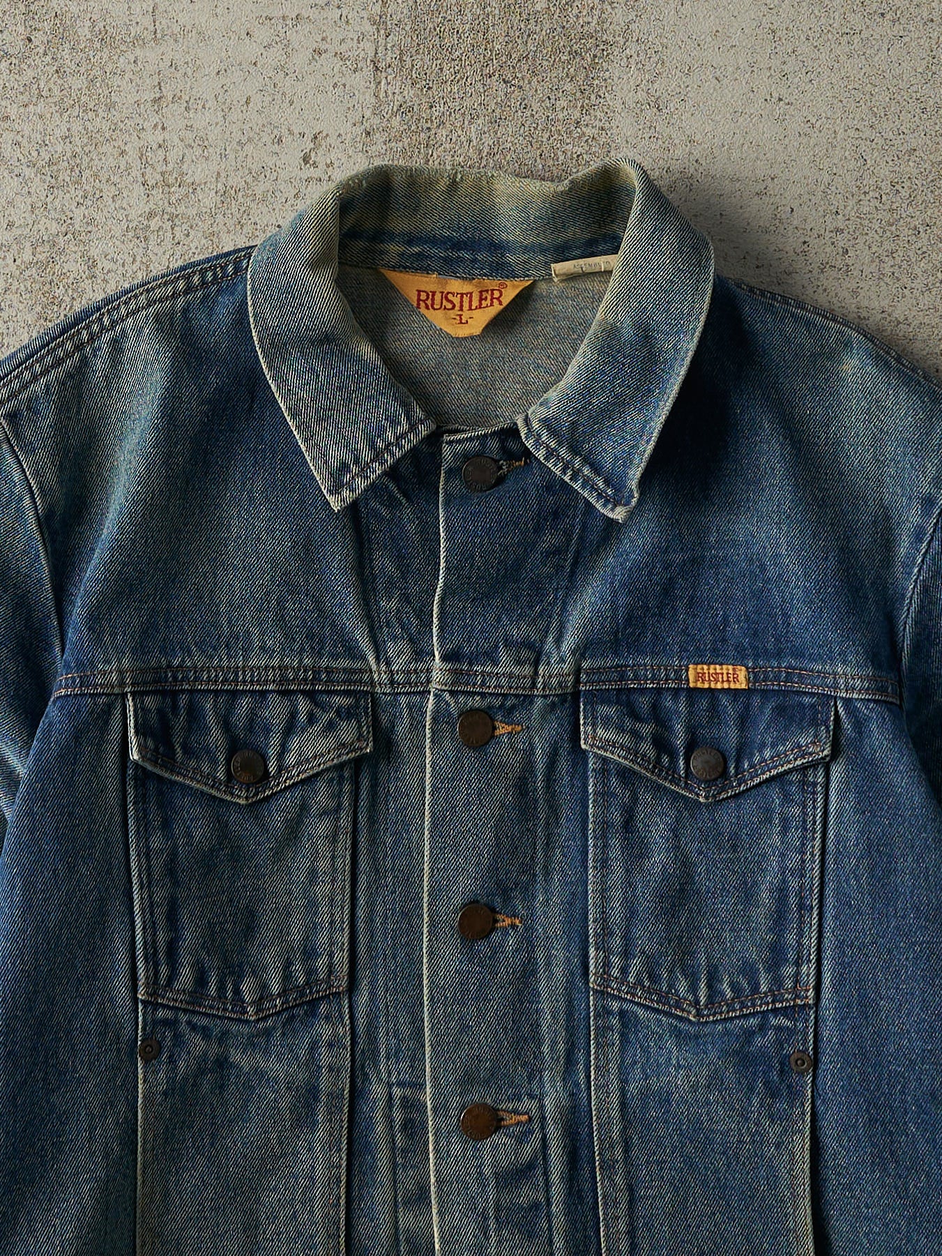 Vintage 80s Mid Wash Rustler Denim Jacket (M)