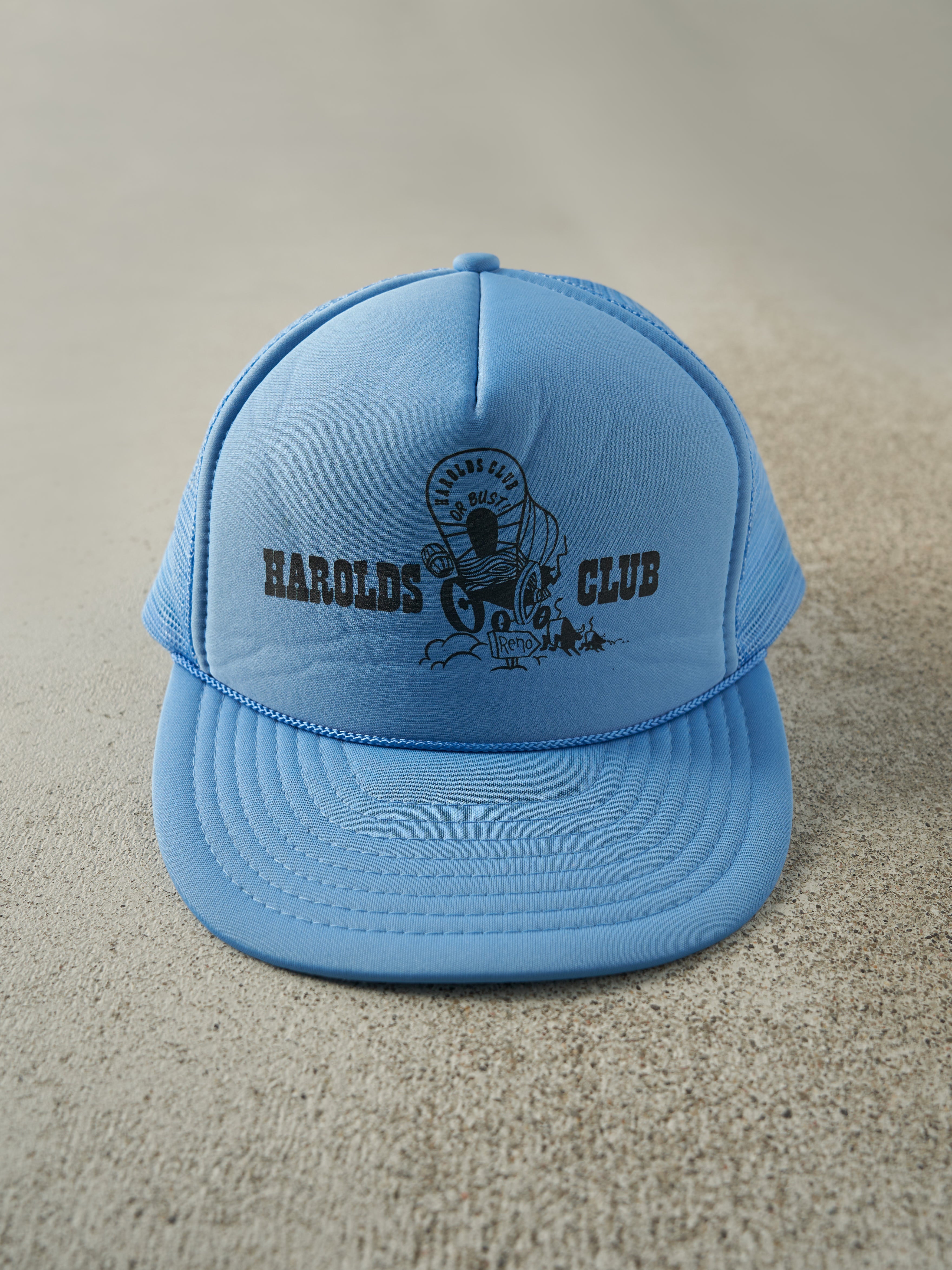 Vintage 80s Blue Harolds Club Foam Trucker Hat