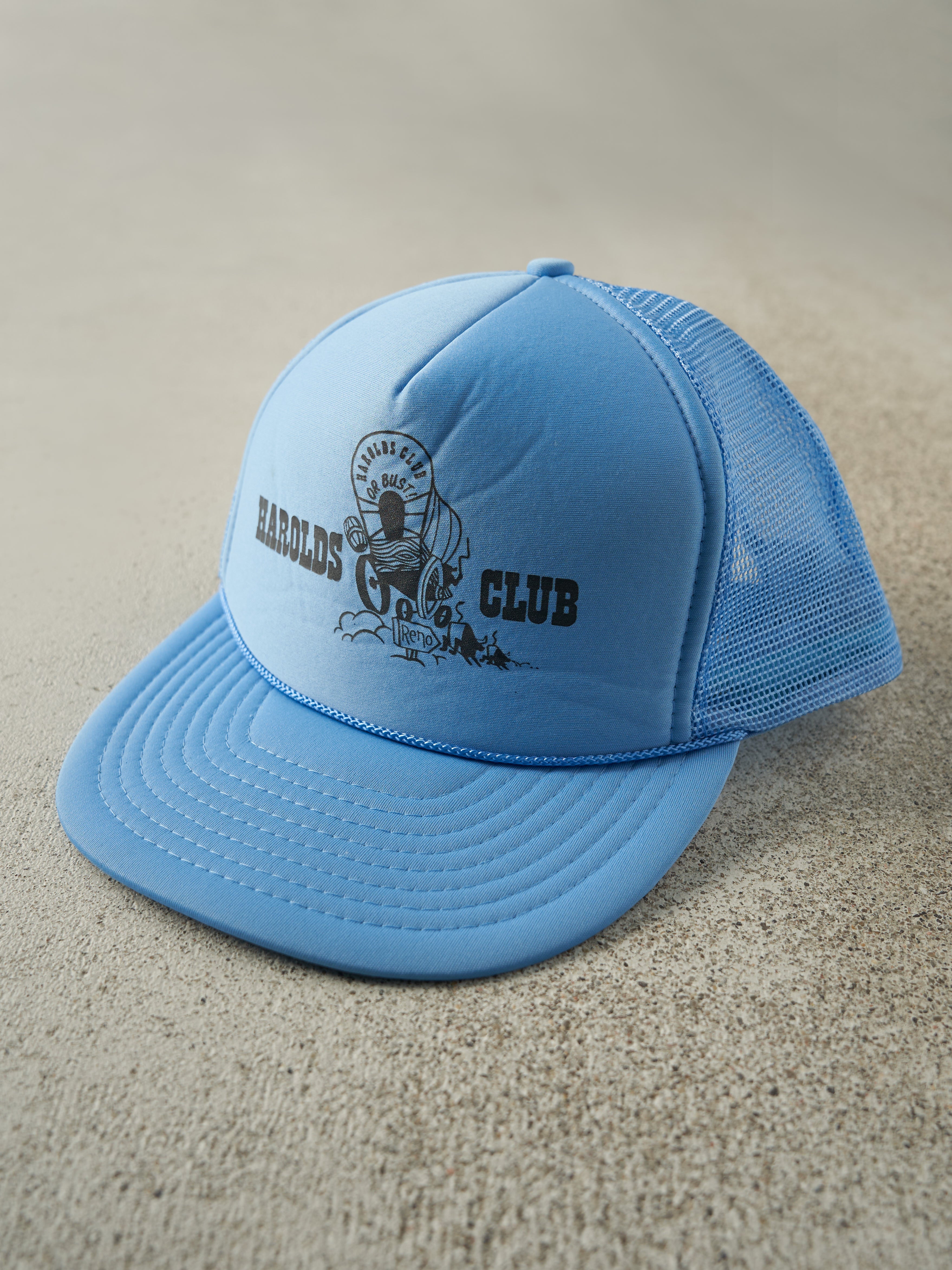 Vintage 80s Blue Harolds Club Foam Trucker Hat