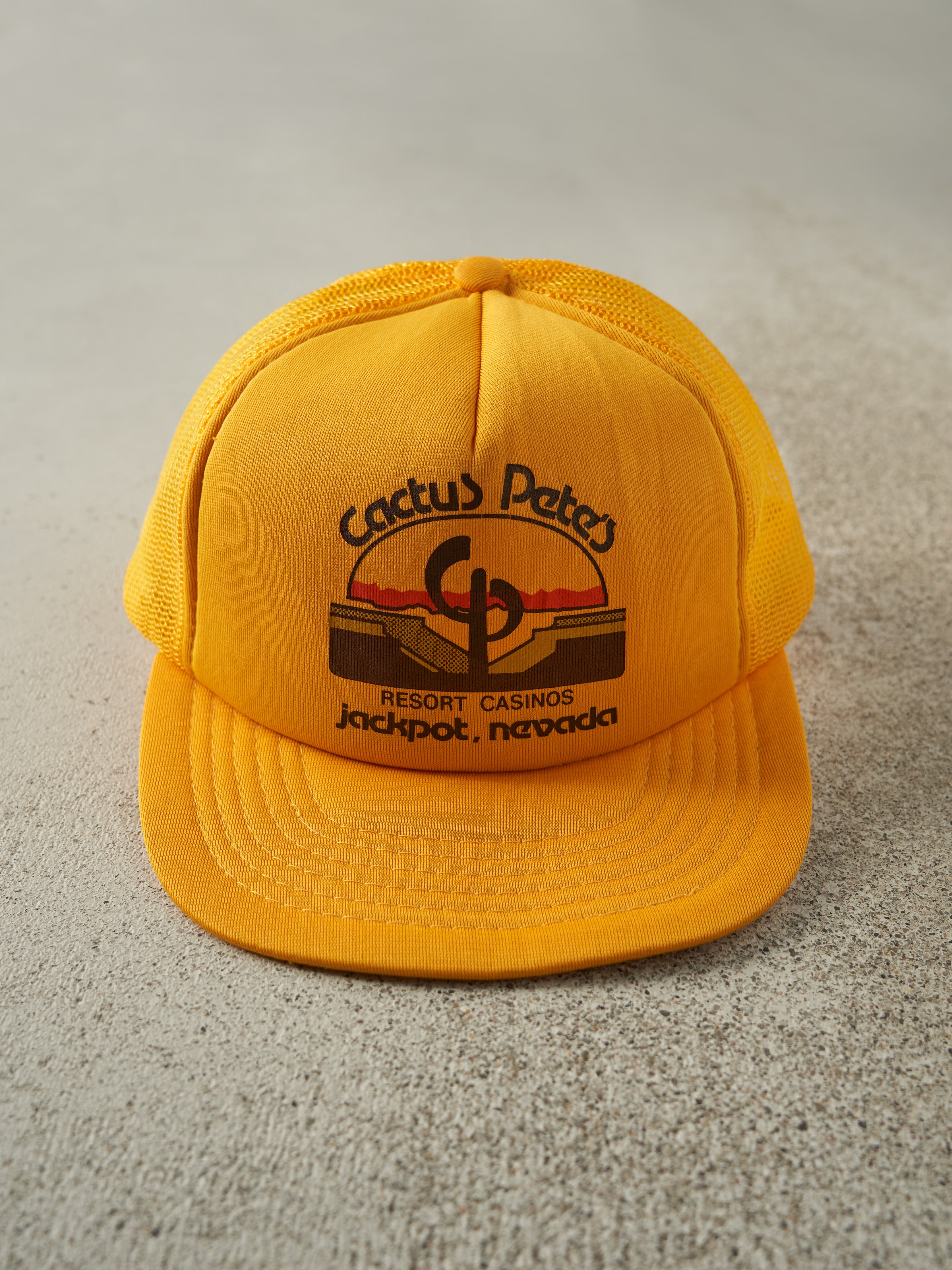 Vintage 80s Yellow Cactus Pete's Foam Trucker Hat