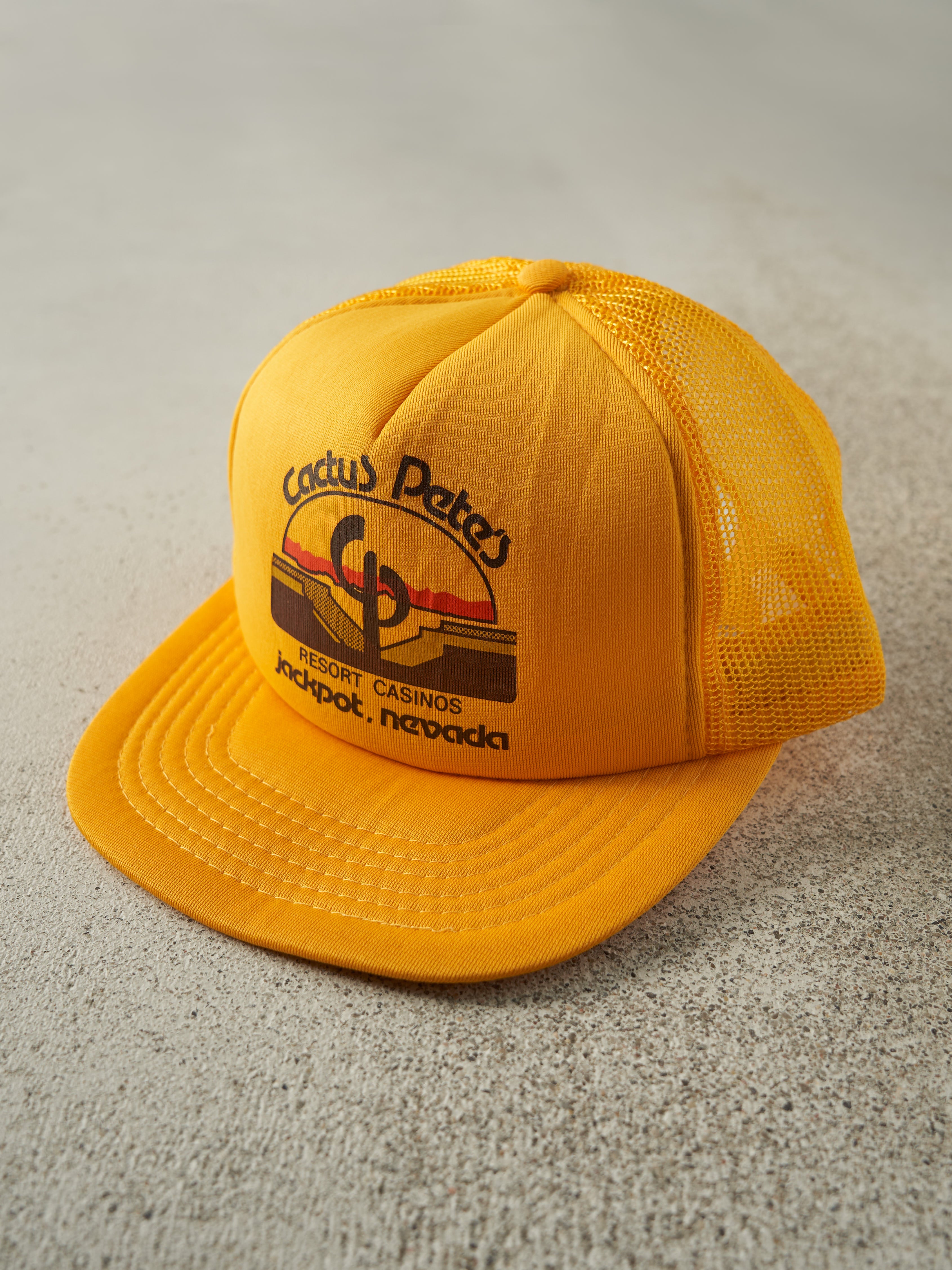 Vintage 80s Yellow Cactus Pete's Foam Trucker Hat