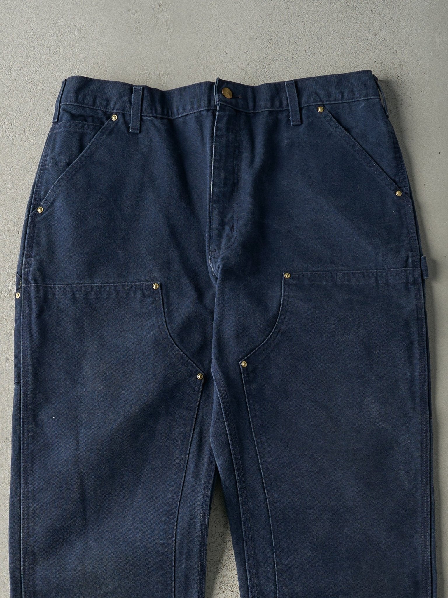Vintage 90s Washed Navy Blue Carhartt Double Knee Carpenter Pants (36x35.5)