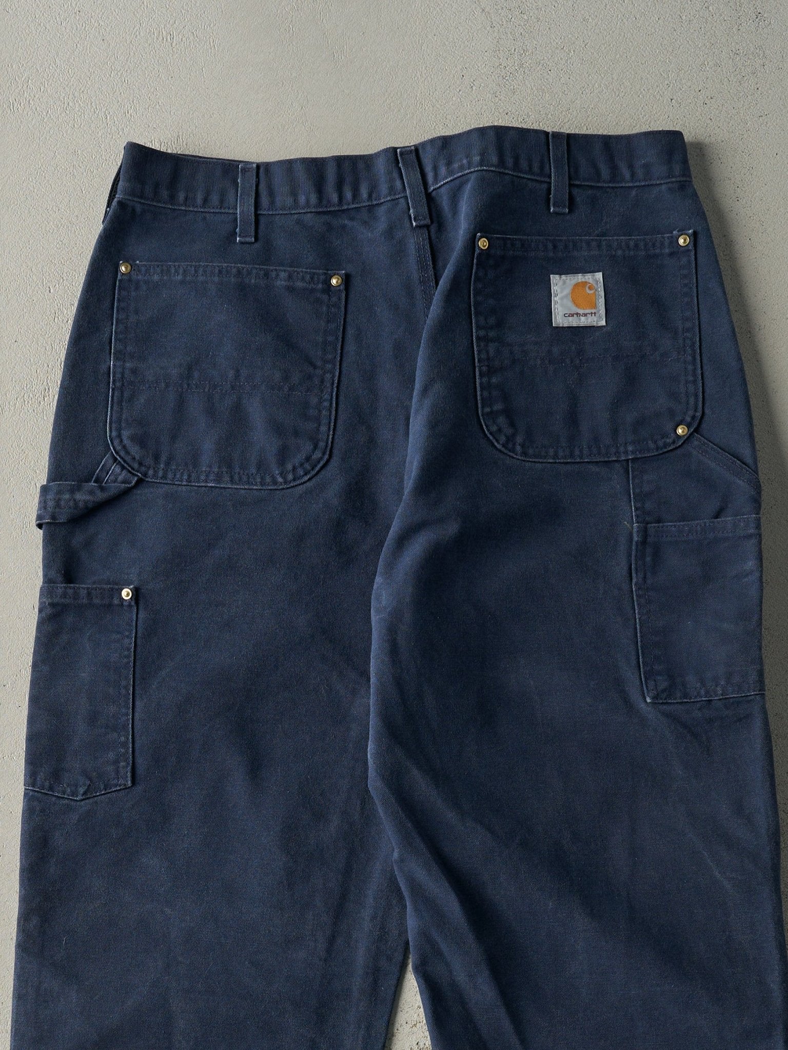 Vintage 90s Washed Navy Blue Carhartt Double Knee Carpenter Pants (36x35.5)