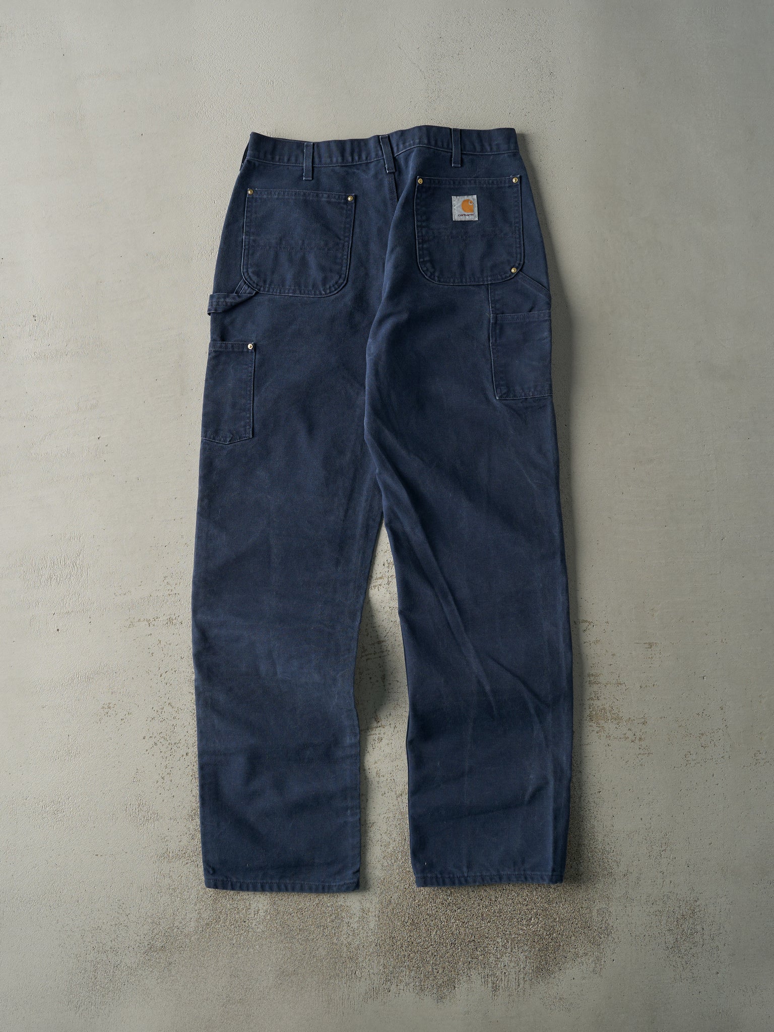 Vintage 90s Washed Navy Blue Carhartt Double Knee Carpenter Pants (36x35.5)