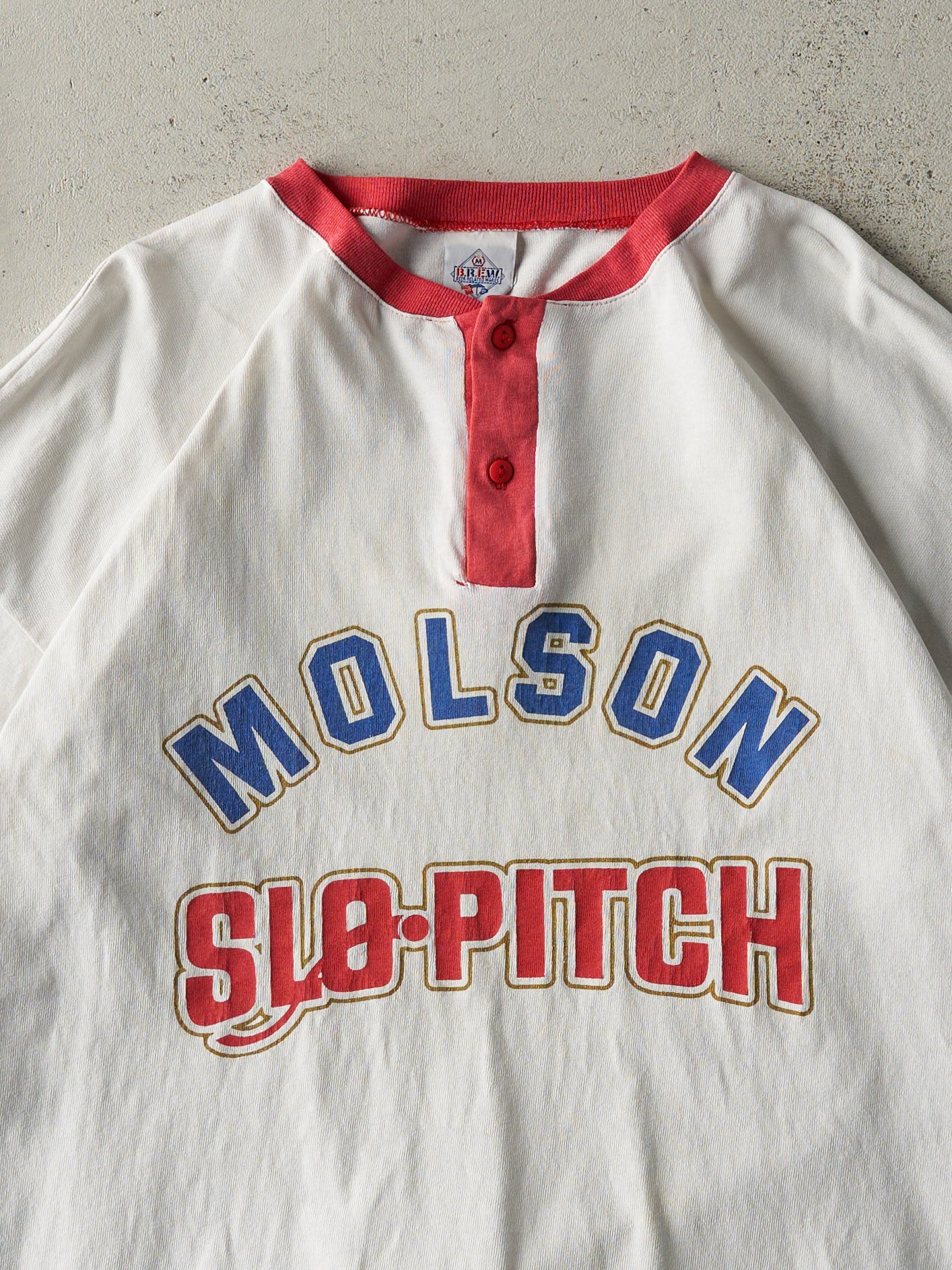 Vintage 94' White Molson Slo-Pitch National Qualifier Quarter Button Tee (M/L)