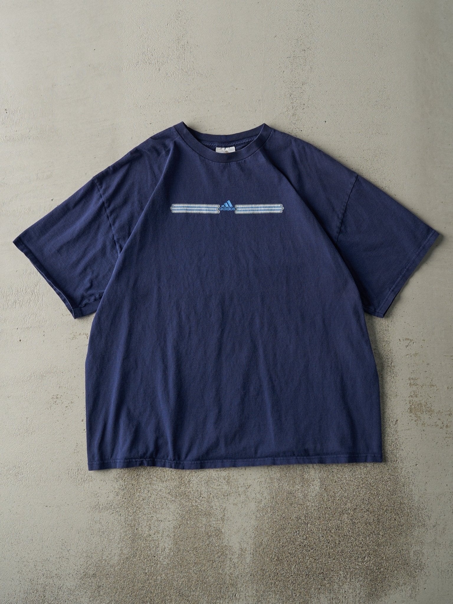 Vintage Y2K Navy Blue Adidas Logo Tee (L)