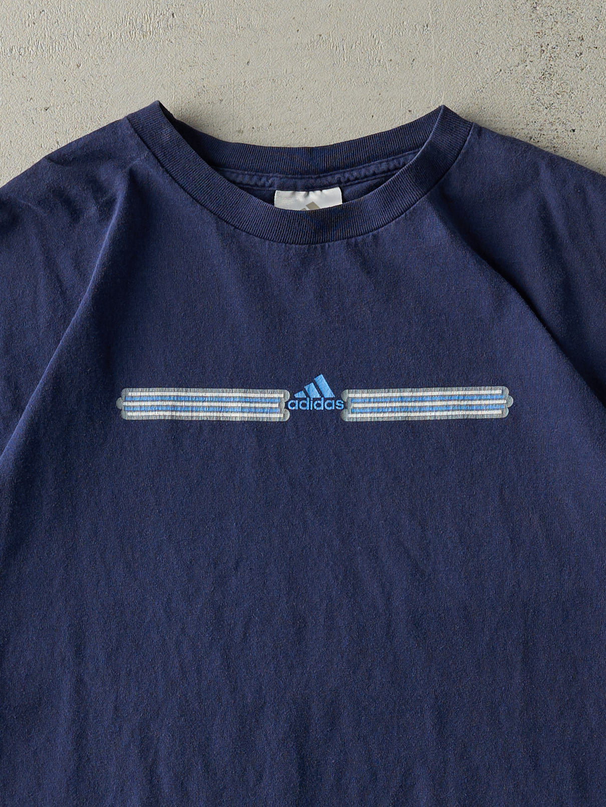 Vintage Y2K Navy Blue Adidas Logo Tee (L)