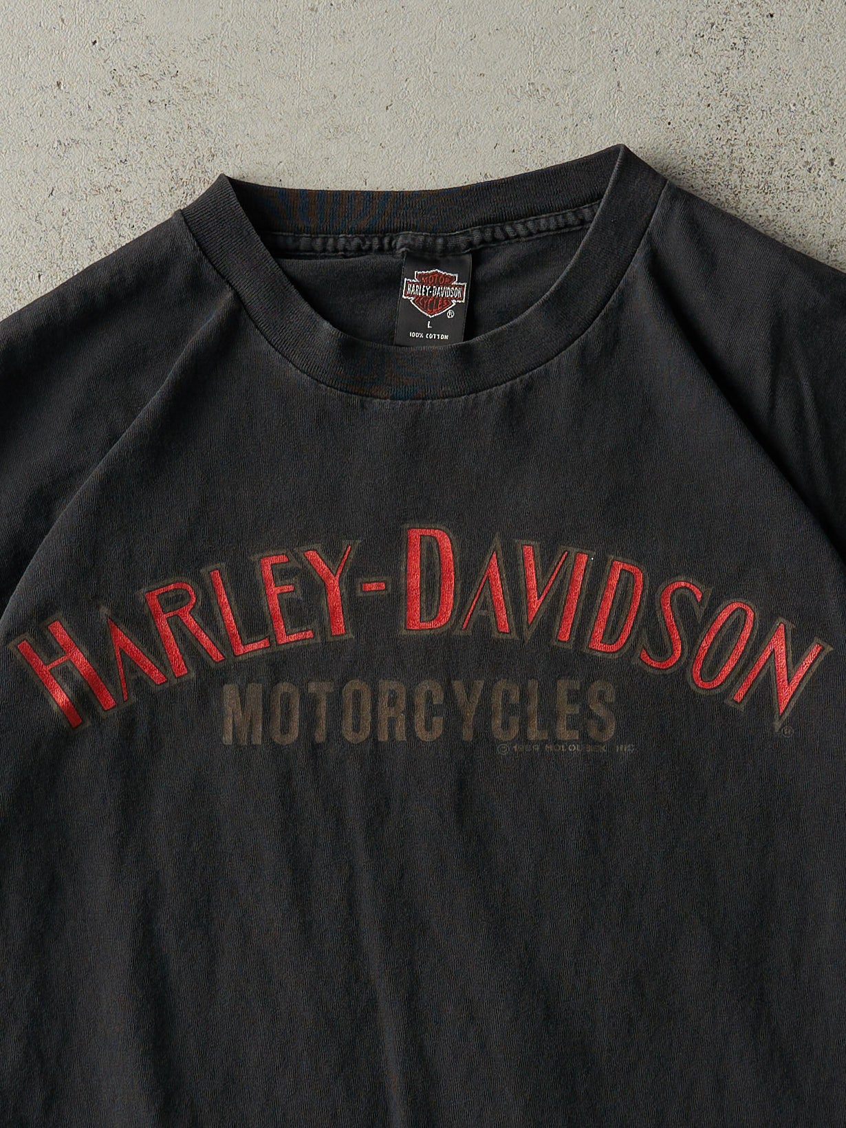 Vintage 92' Faded Black Valley Forge, PA Harley Davidson Single Stitch Tee (M)