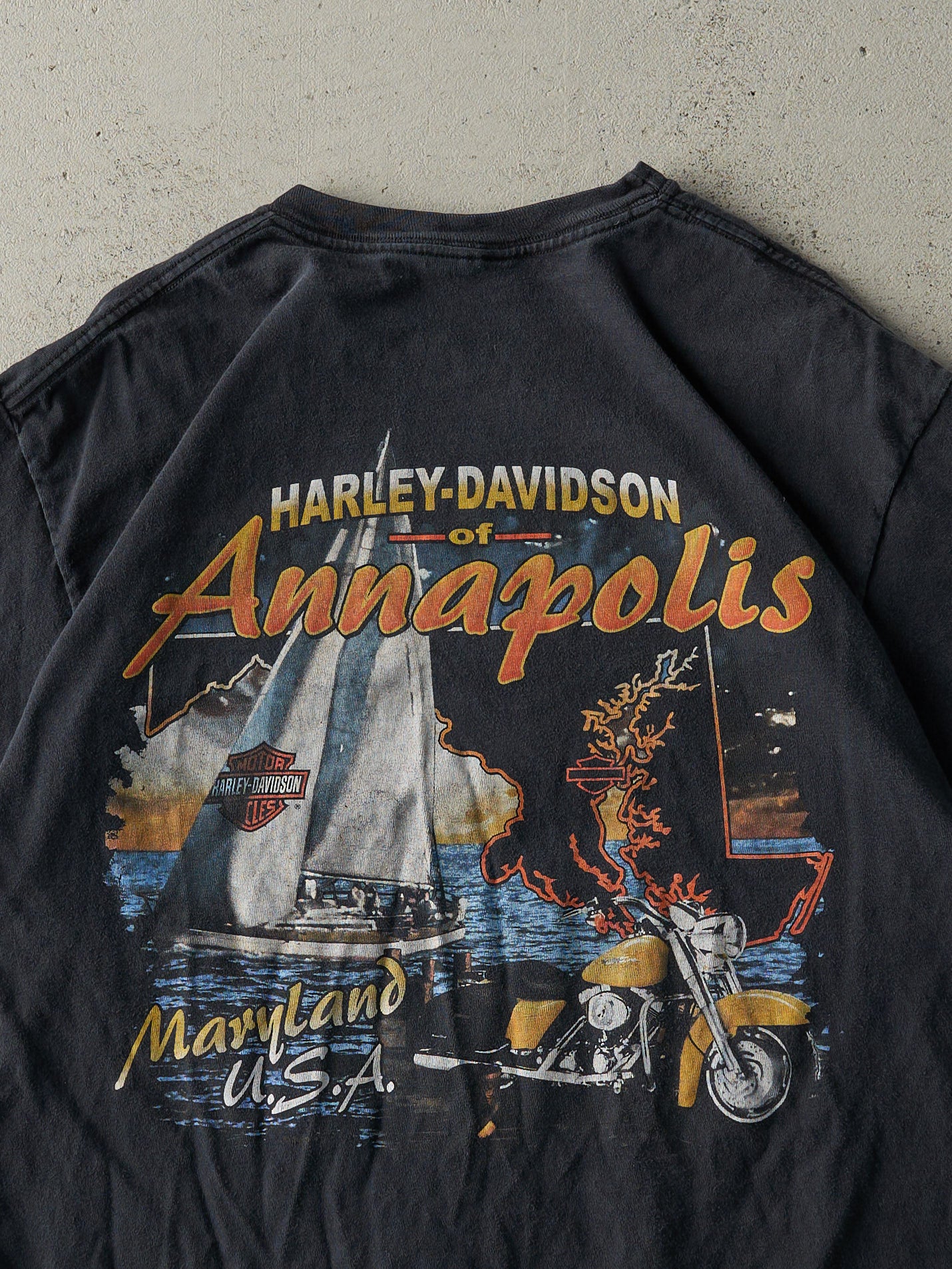 Vintage 05' Faded Black Harley Davidson Annapolis, MA Harley Davidson Tee (M)