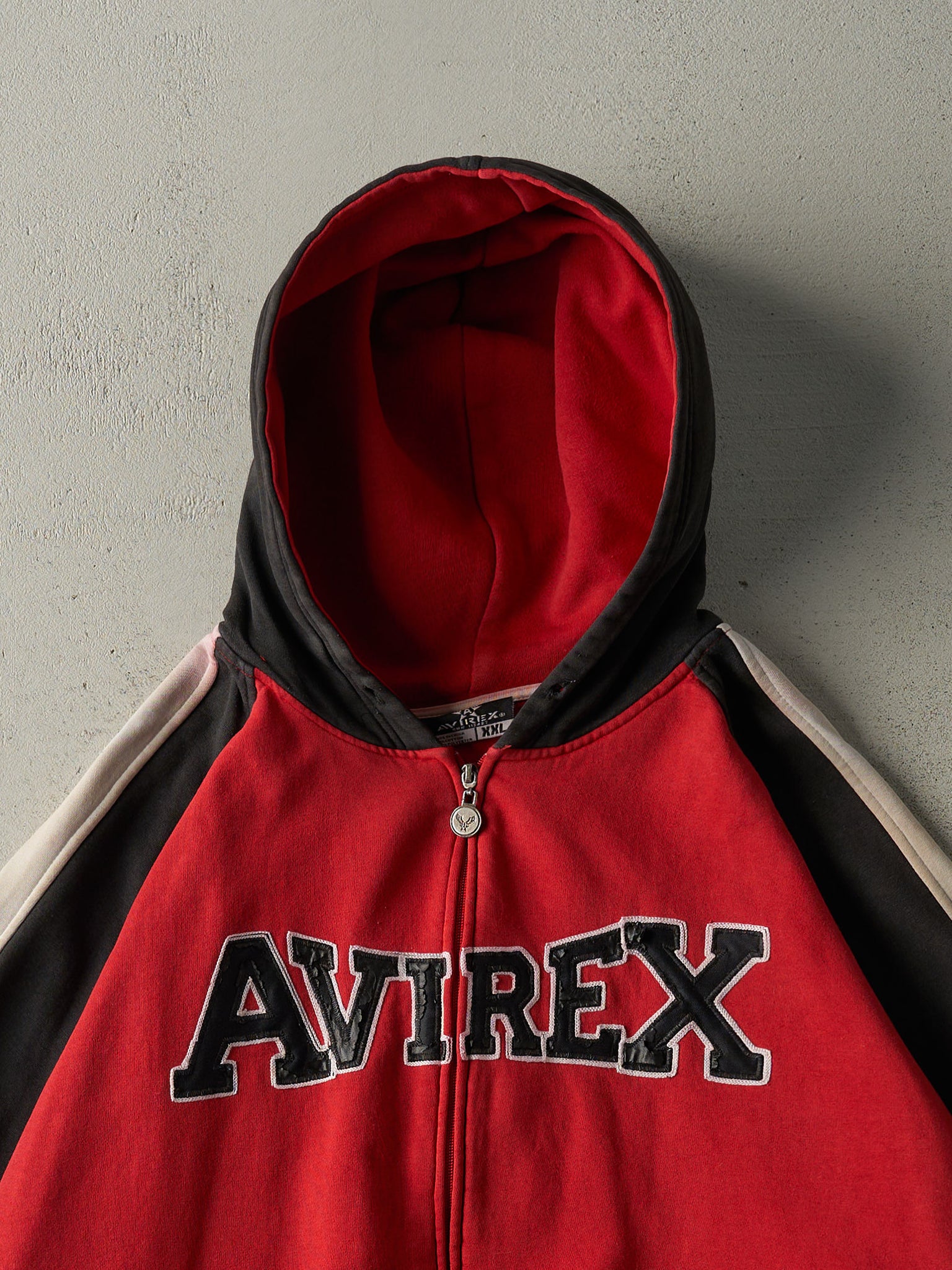 Vintage Y2K Red Black Avirex Zip Up Hoodie XL