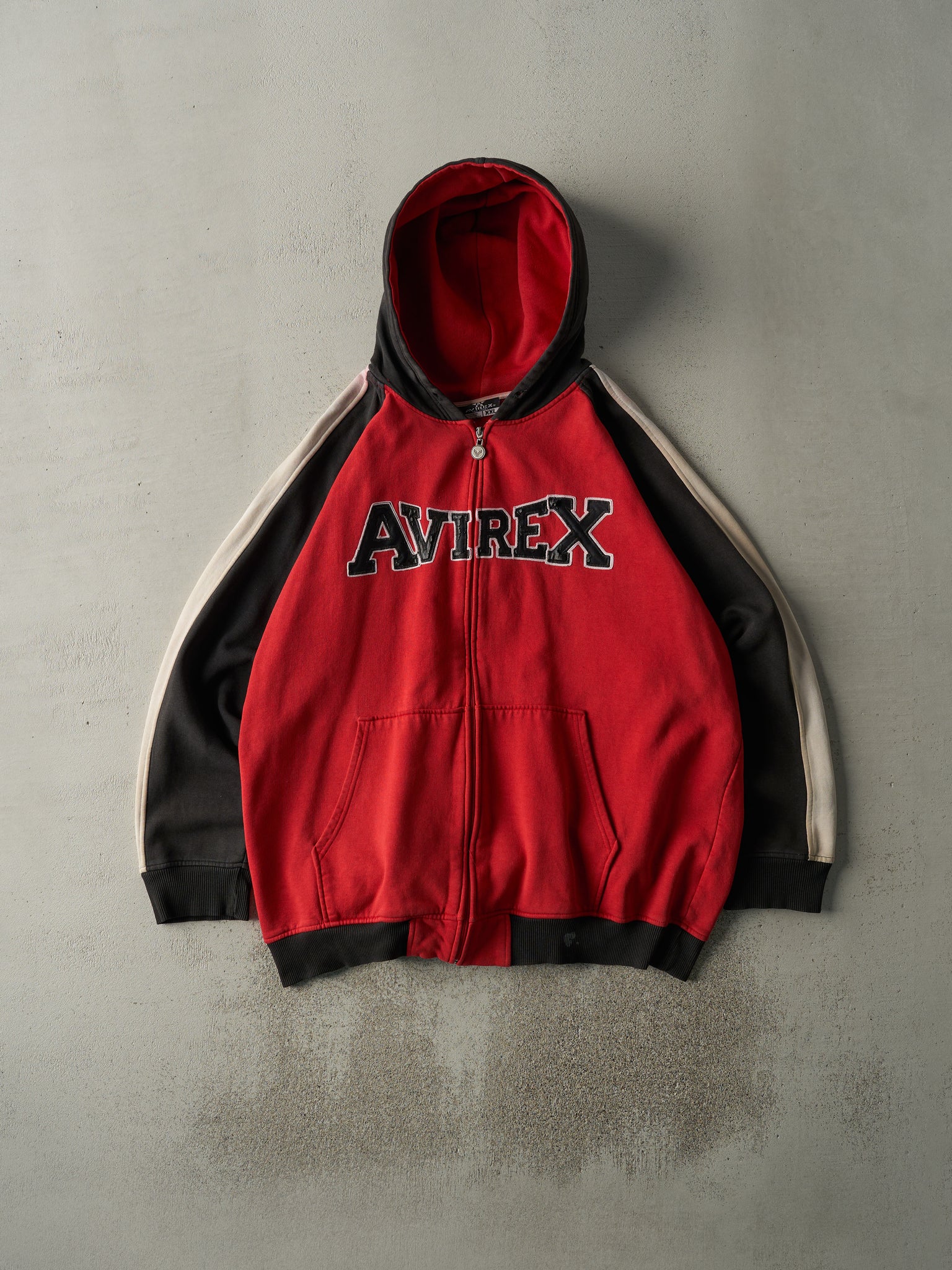 Vintage Y2K Red & Black Avirex Zip Up Hoodie (XL)