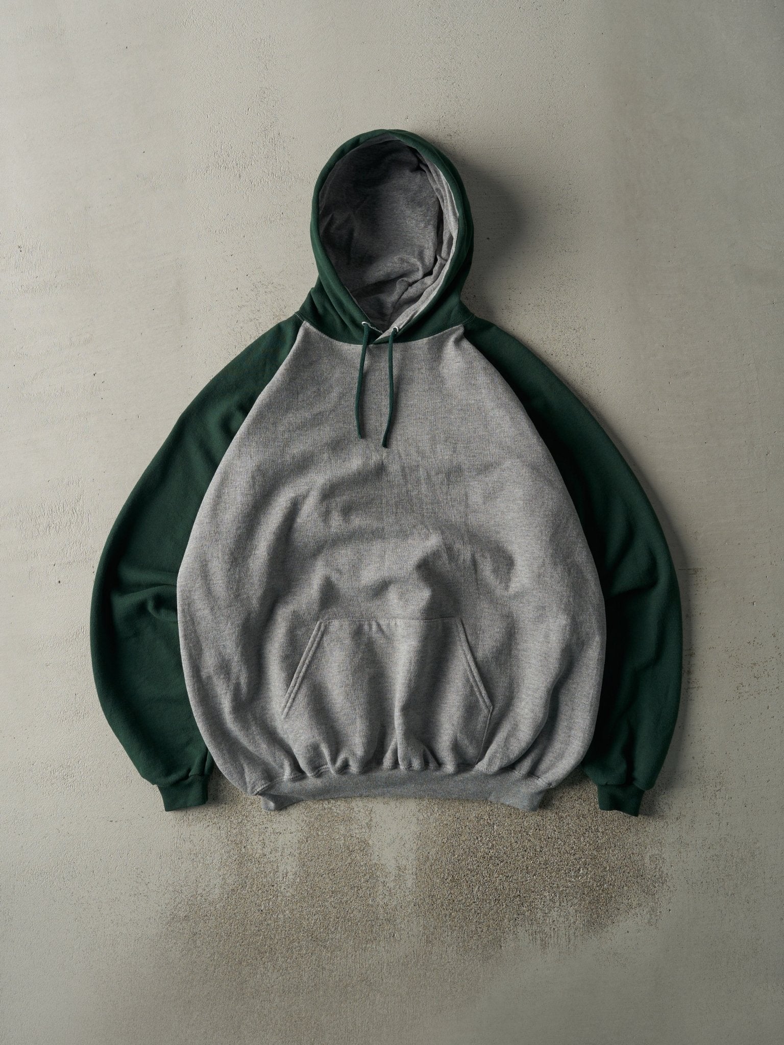 Vintage 90s Green & Grey Blank Hoodie (XXL)