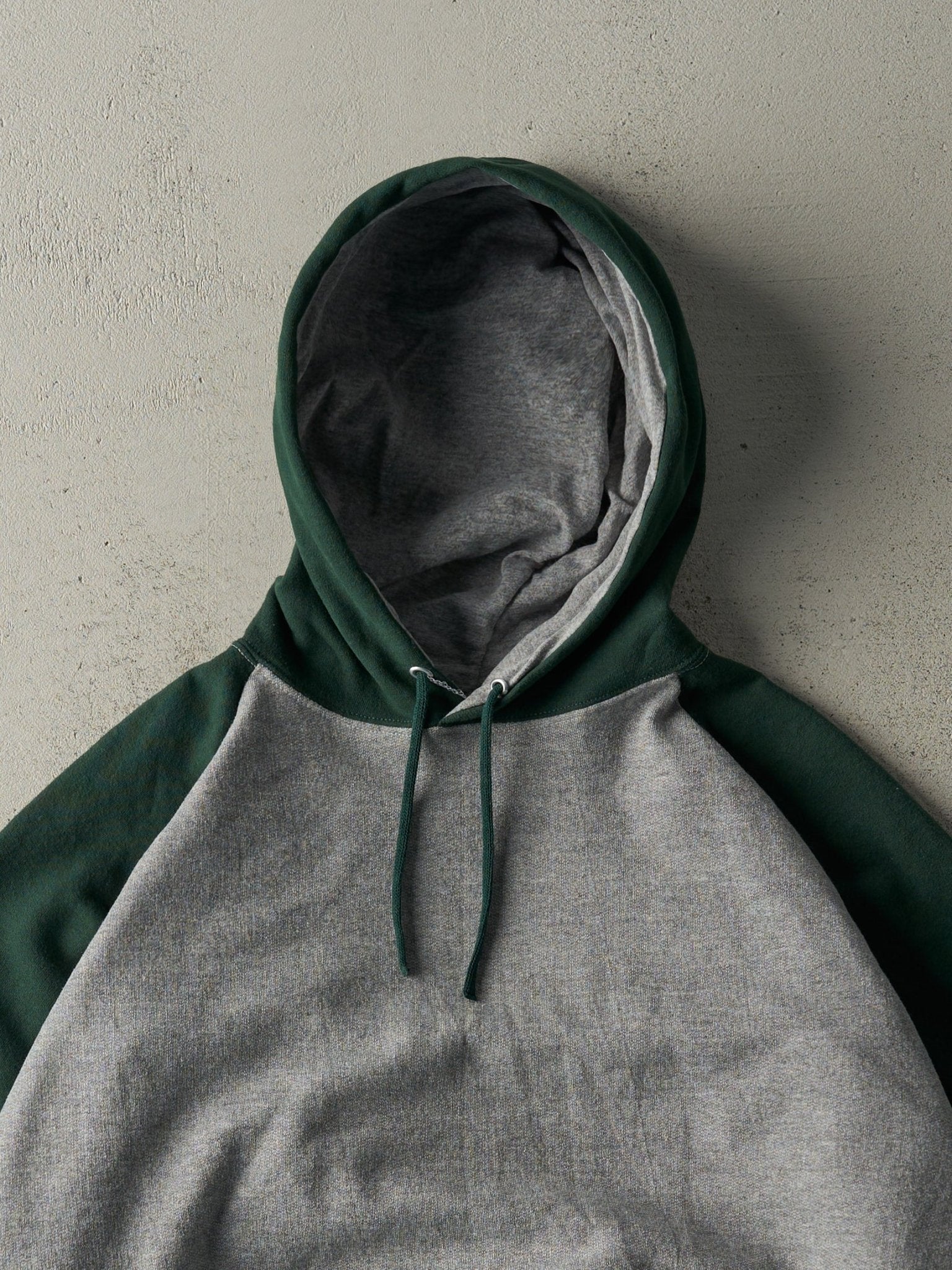 Vintage 90s Green & Grey Blank Hoodie (XXL)