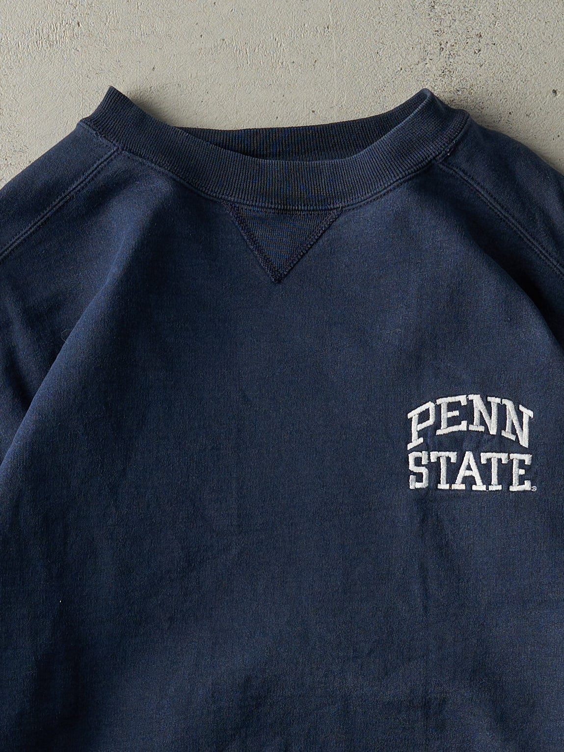 Vintage 90s Navy Blue Embroidered Penn State Russell Athletics Crewneck (L)