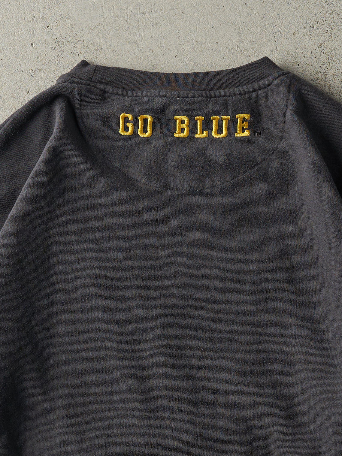 Vintage Y2K Charcoal Grey Embroidered University of Michigan Crewneck (L)