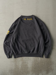 Vintage Y2K Charcoal Grey Embroidered University of Michigan Crewneck (L)