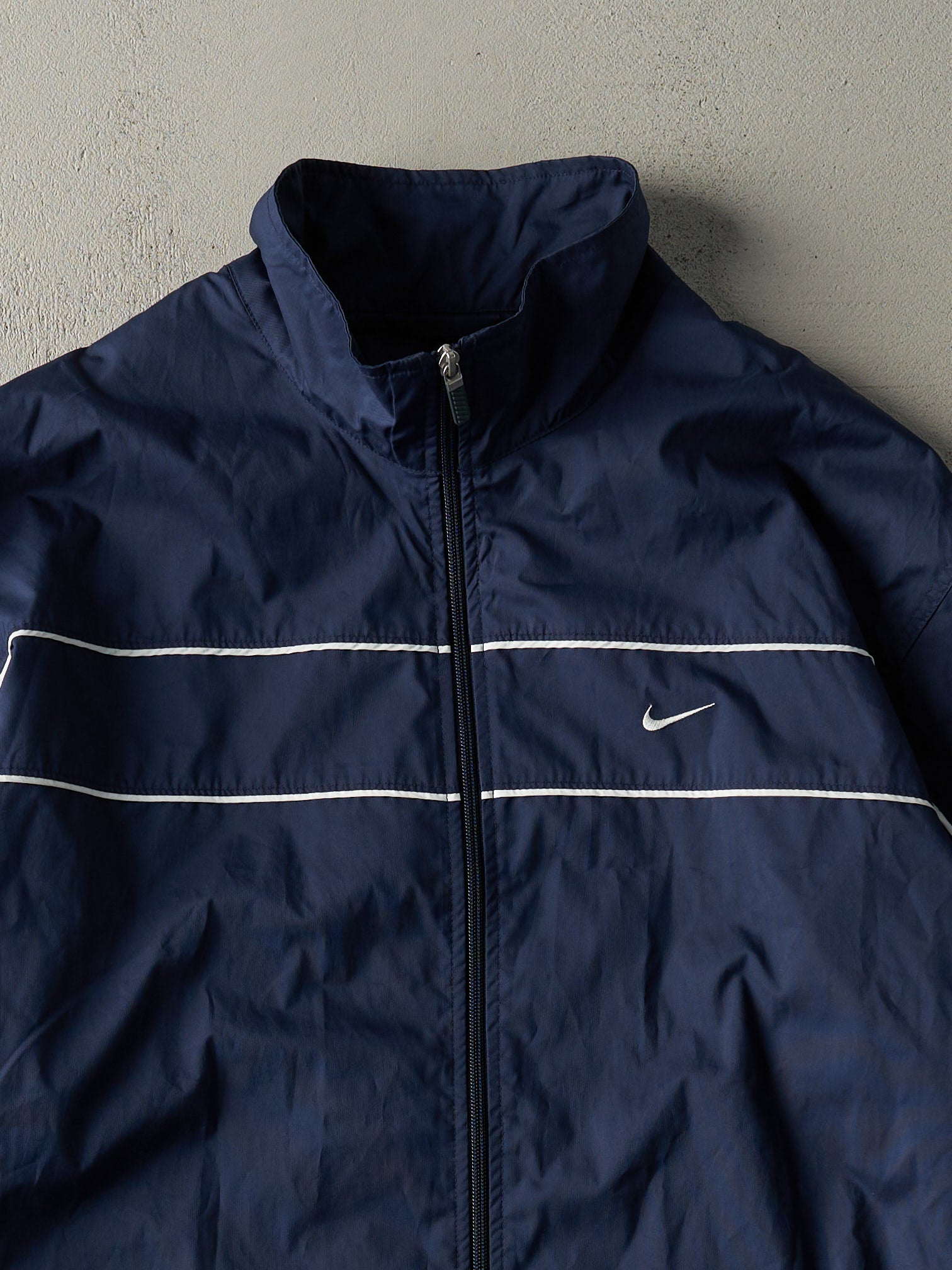 Vintage Y2K Navy Blue Nike Windbreaker Jacket (XL)