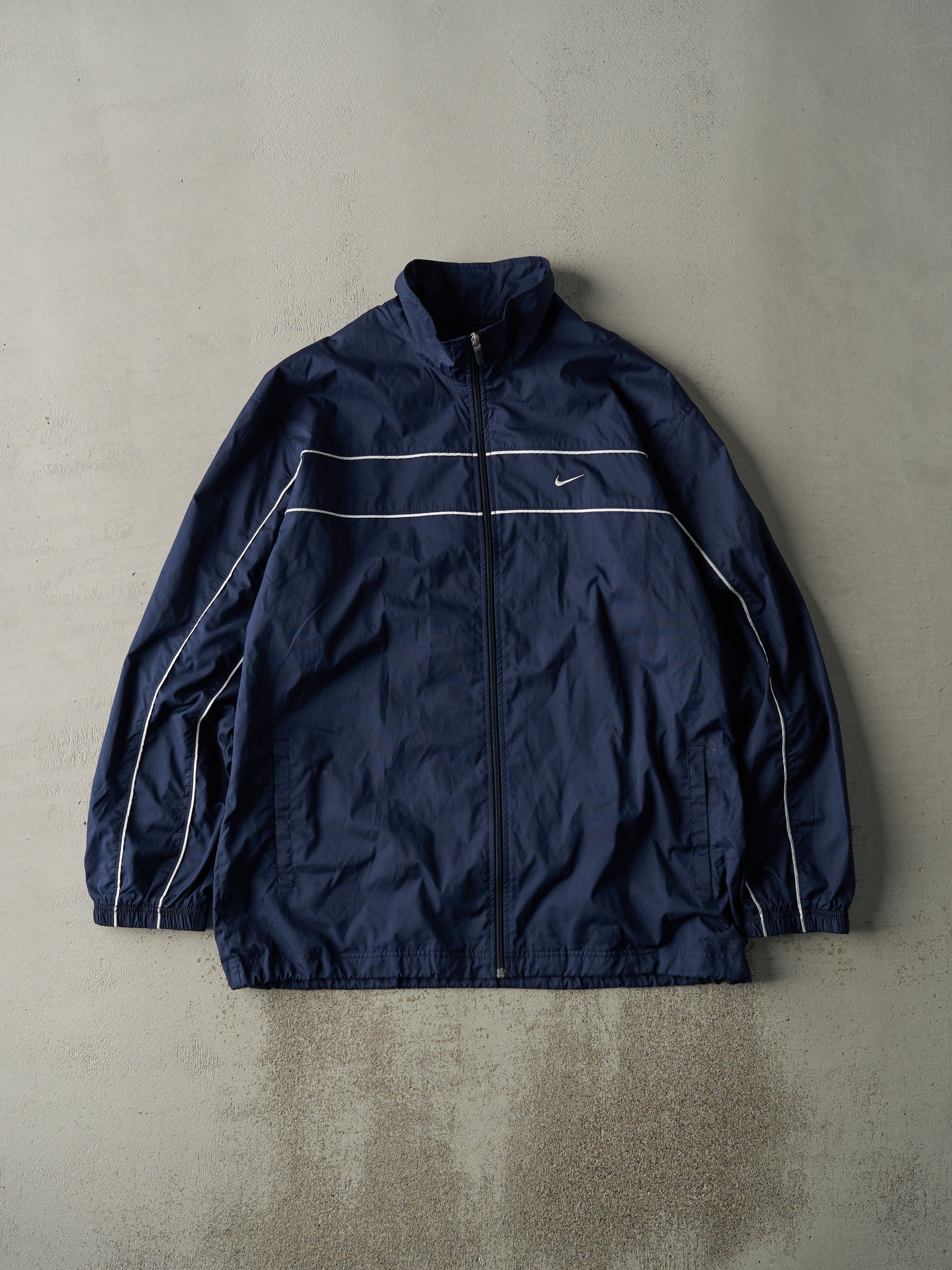 Vintage Y2K Navy Blue Nike Windbreaker Jacket (XL)