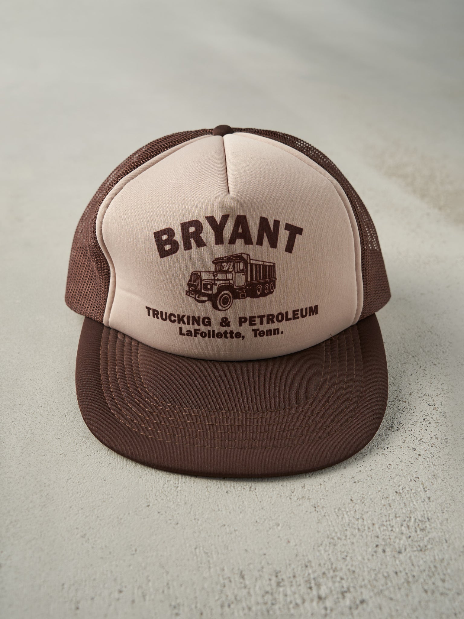 Vintage 80s Brown Bryant Trucking Foam Trucker Hat