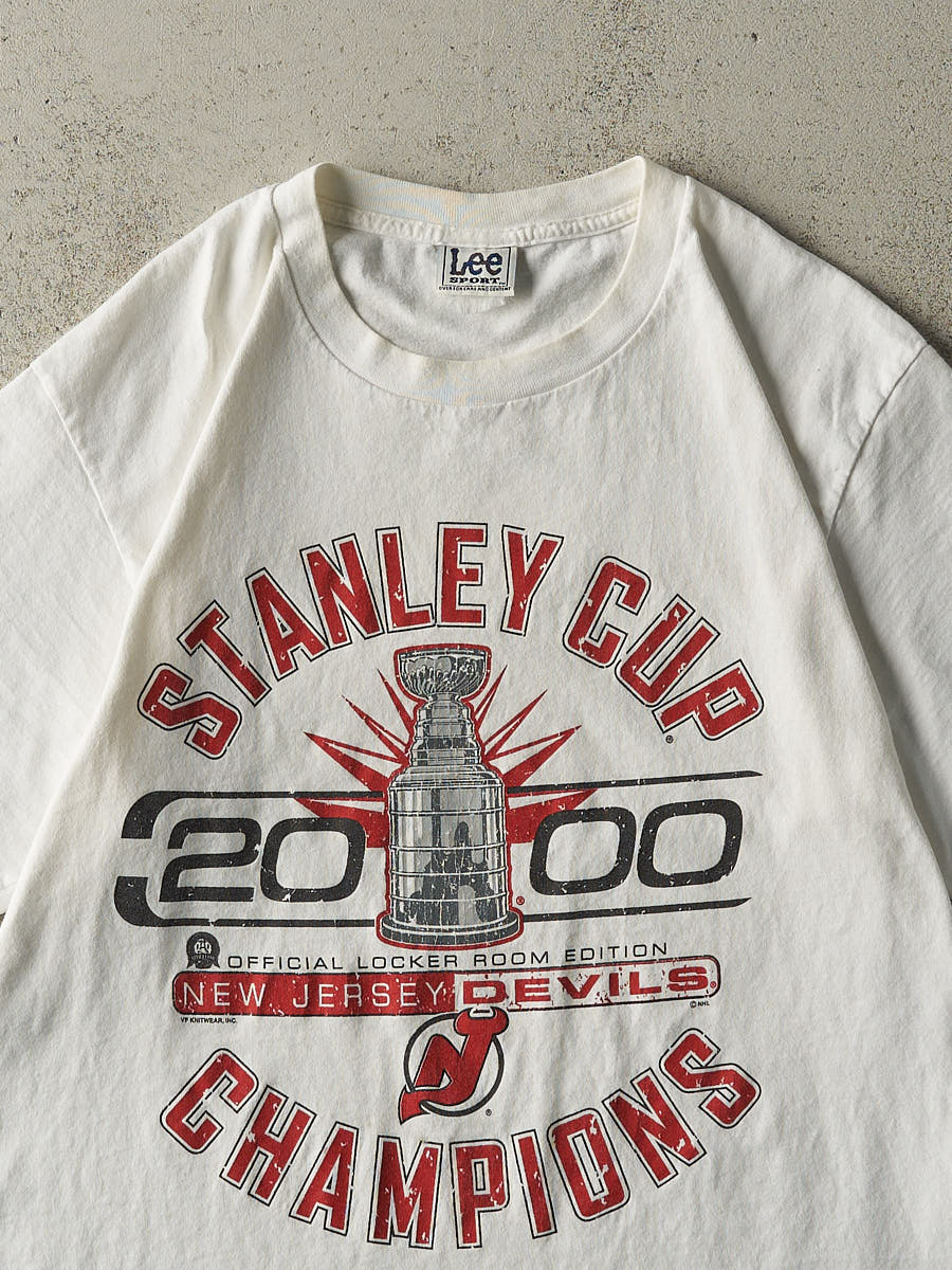 Vintage 00' White New Jersey Devils Stanley Cup Champions Tee (L/XL)