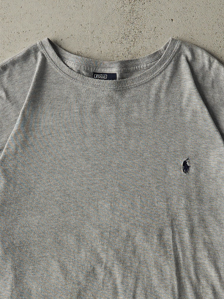 Vintage Y2K Grey Polo Ralph Lauren Logo Tee (L/XL)