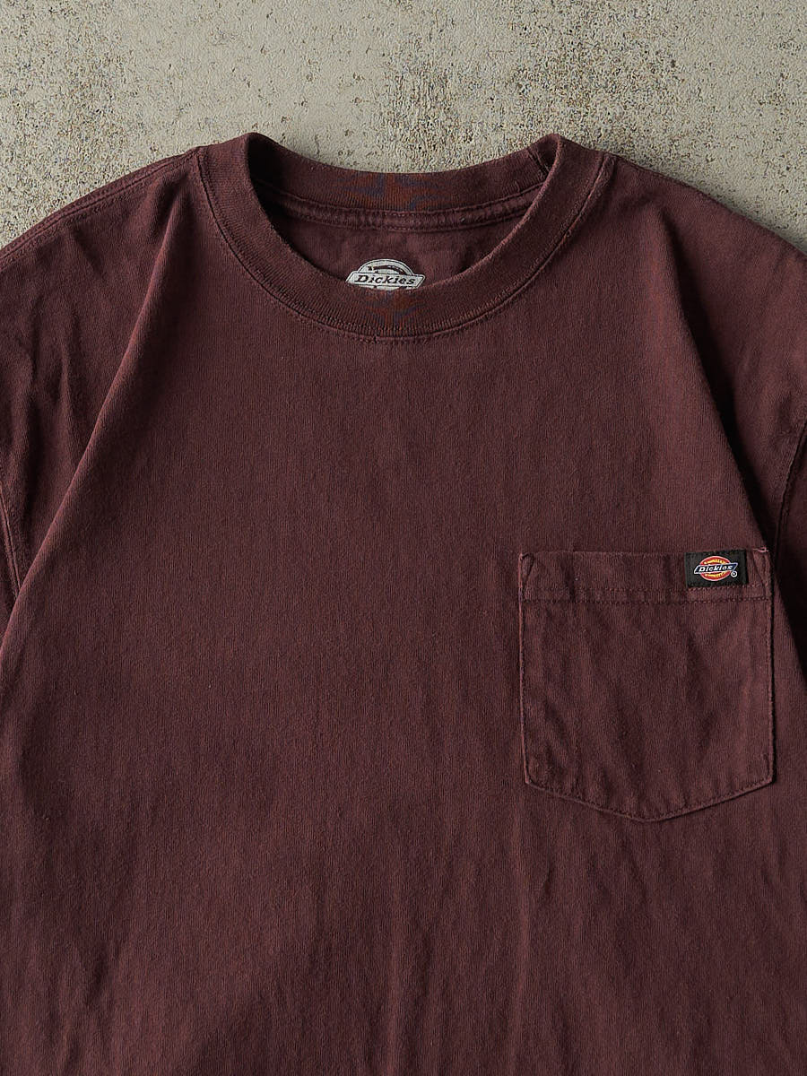Vintage Y2K Burgundy Dickies Pocket Tee (L)