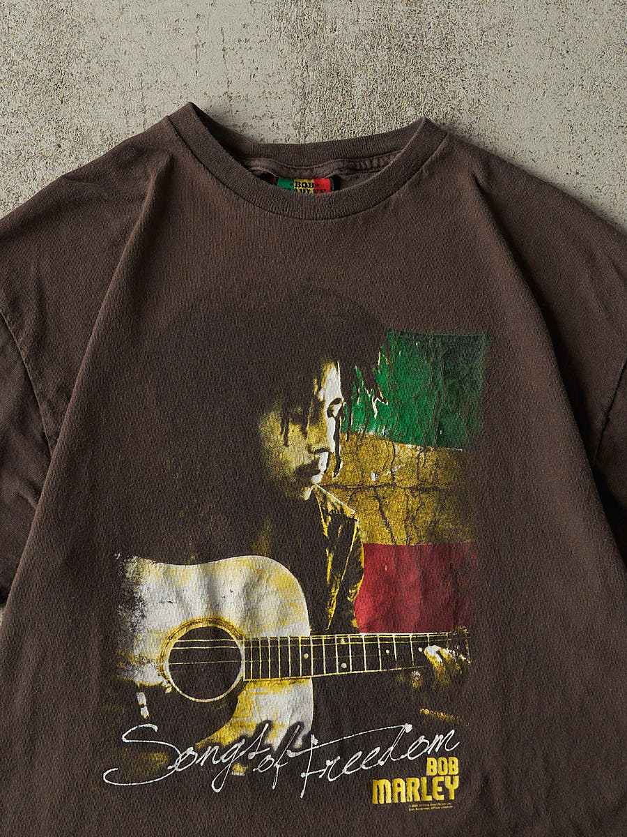 Vintage Y2K Brown Bob Marley Songs of Freedom Tee (S/M)
