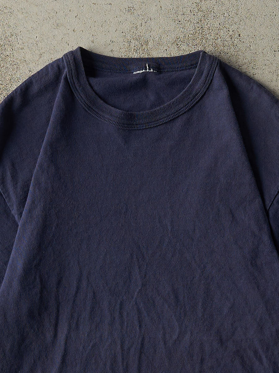 Vintage Y2K Navy Blue Russell Athletic Blank Tee (S/M)