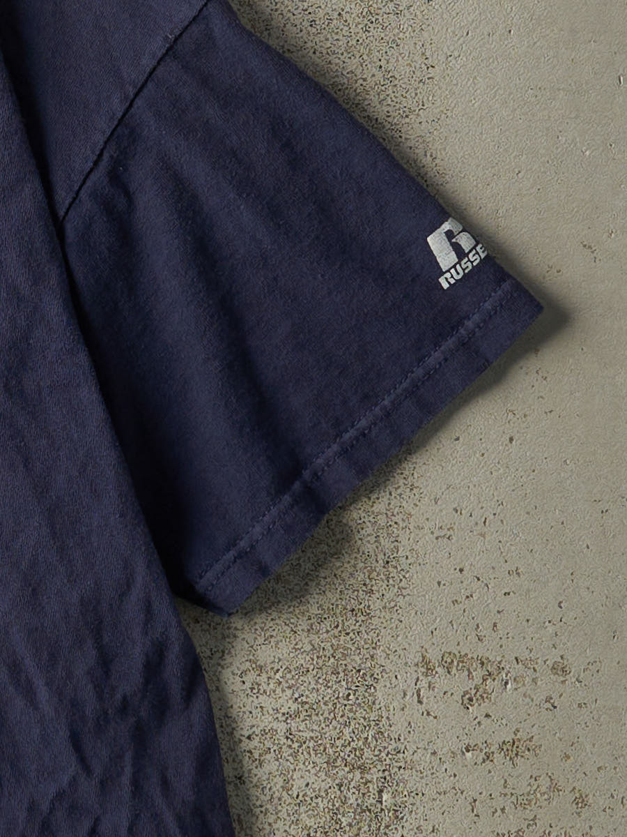 Vintage Y2K Navy Blue Russell Athletic Blank Tee (S/M)