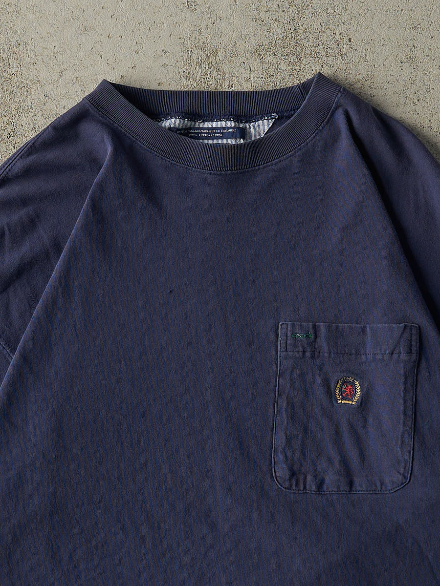 Vintage Y2K Navy Blue Tommy Hilfiger Embroidered Pocket Tee (L/XL)