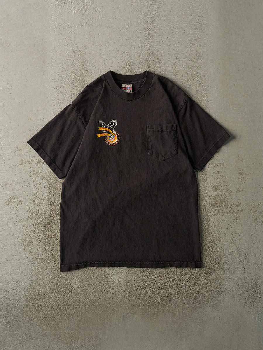 Vintage 90s Faded Black Mechanics Union Harley Davidson Flip Pocket Tee (M/L)