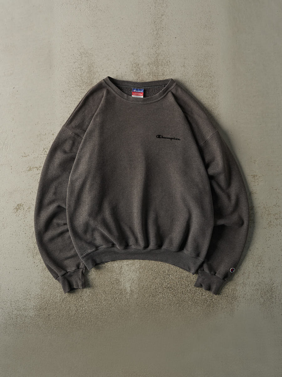 Vintage 90s Charcoal Grey Champion Logo Crewneck (L)