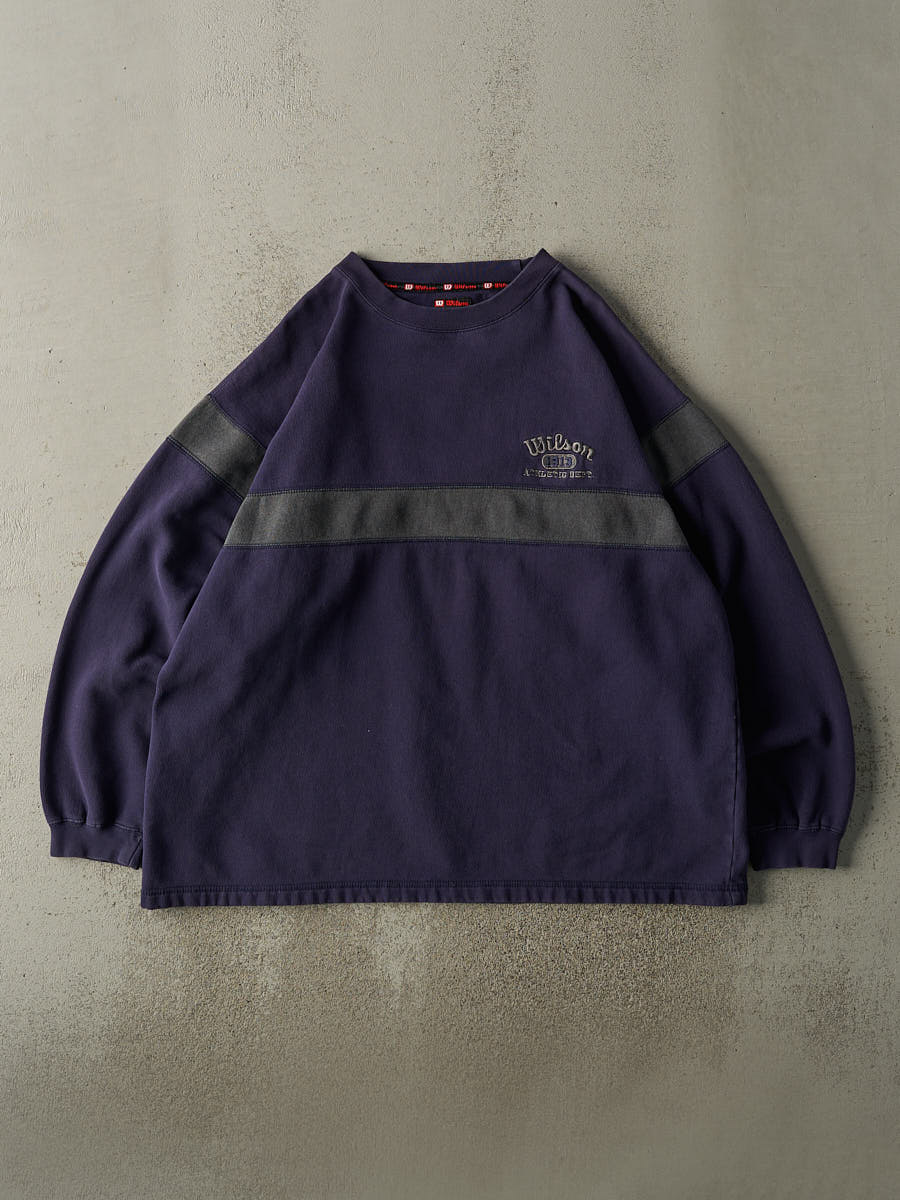 Vintage Y2K Navy Blue & Grey Wilson Embroidered Crewneck (XXL/XXXL)