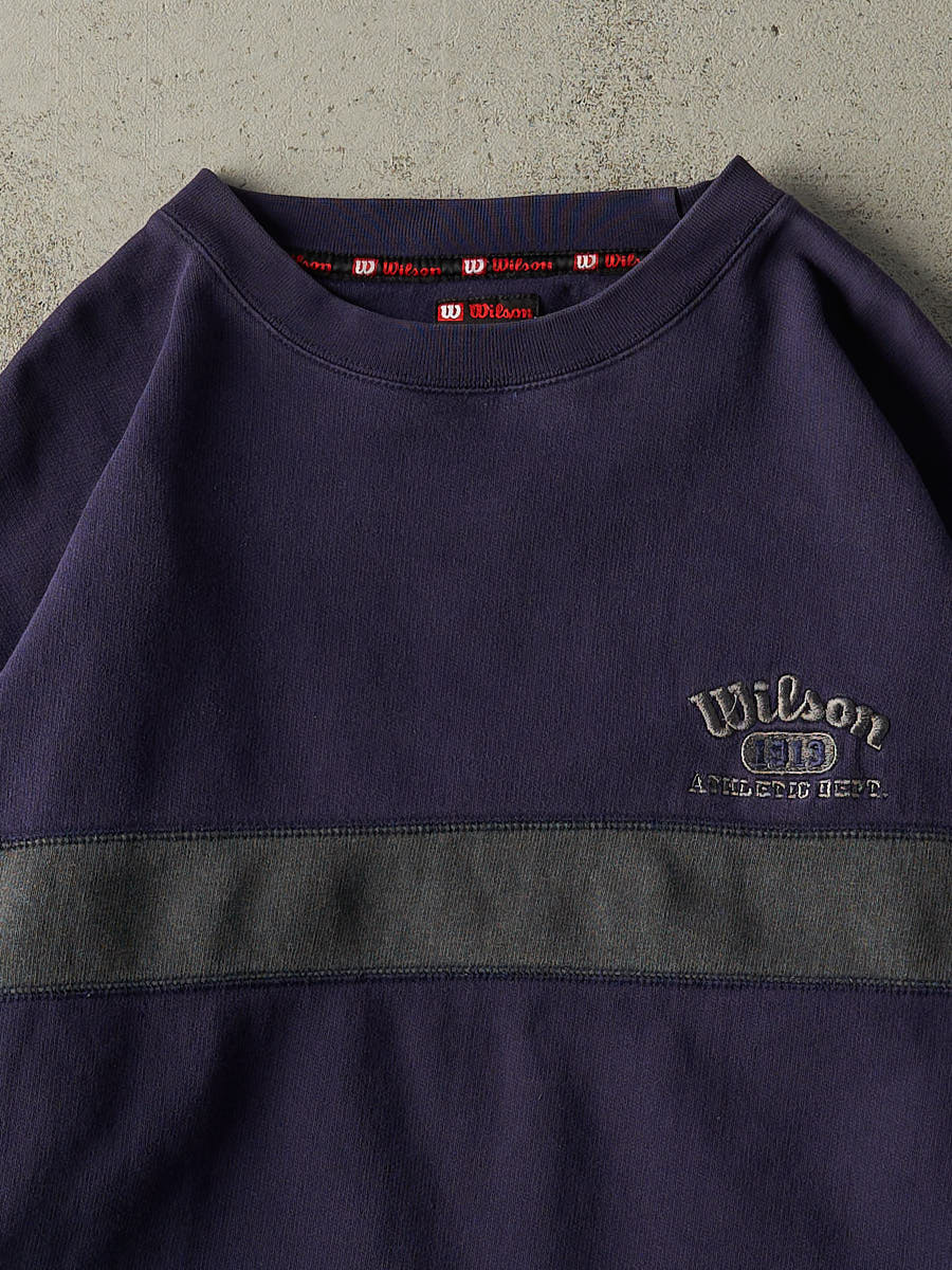 Vintage Y2K Navy Blue & Grey Wilson Embroidered Crewneck (XXL/XXXL)