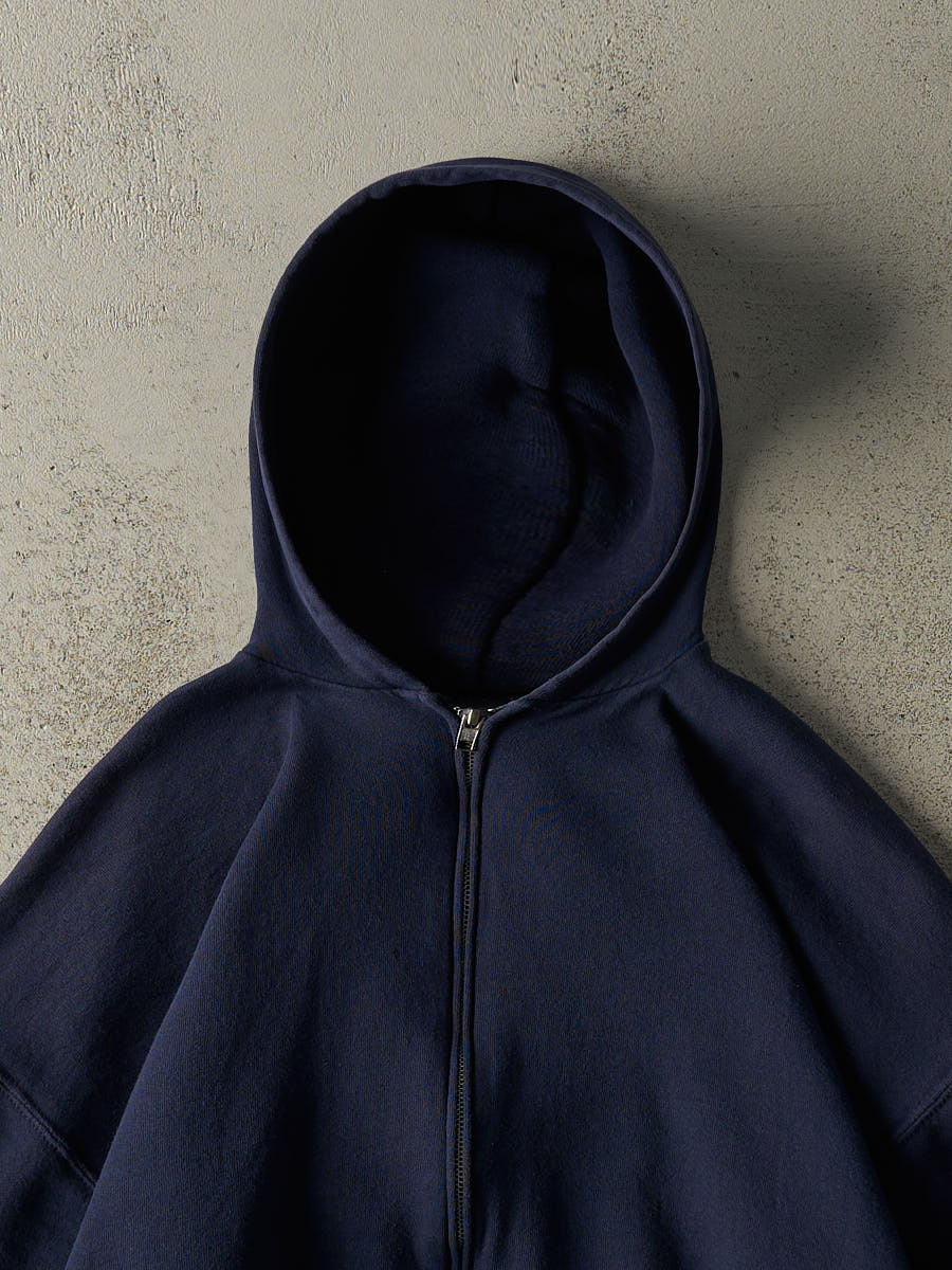 Vintage Y2K Navy Blue Russell Athletic Zip Up Hoodie (L/XL)