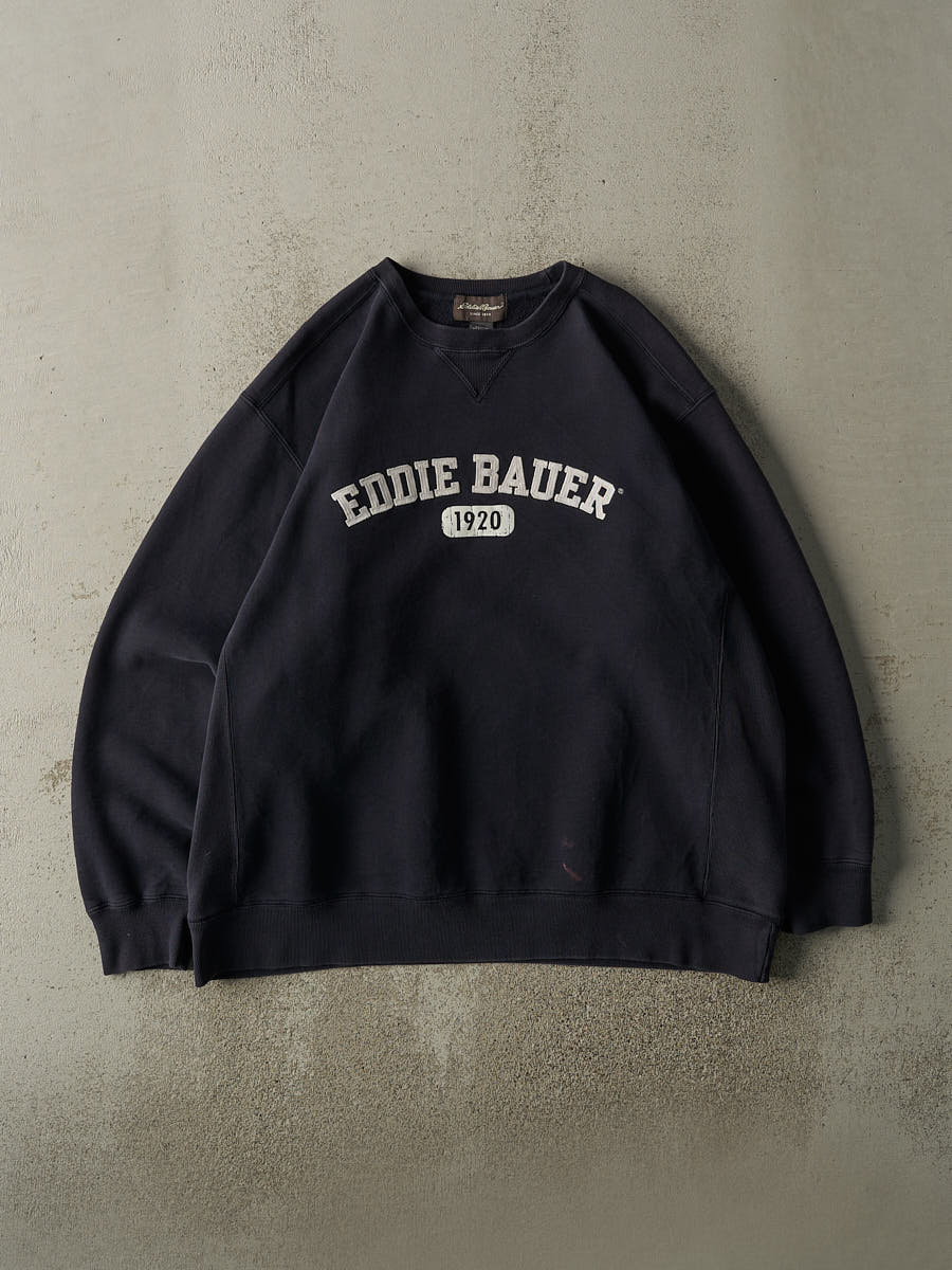 Vintage Y2K Navy Blue Eddie Bauer Logo Crewneck (XXL)