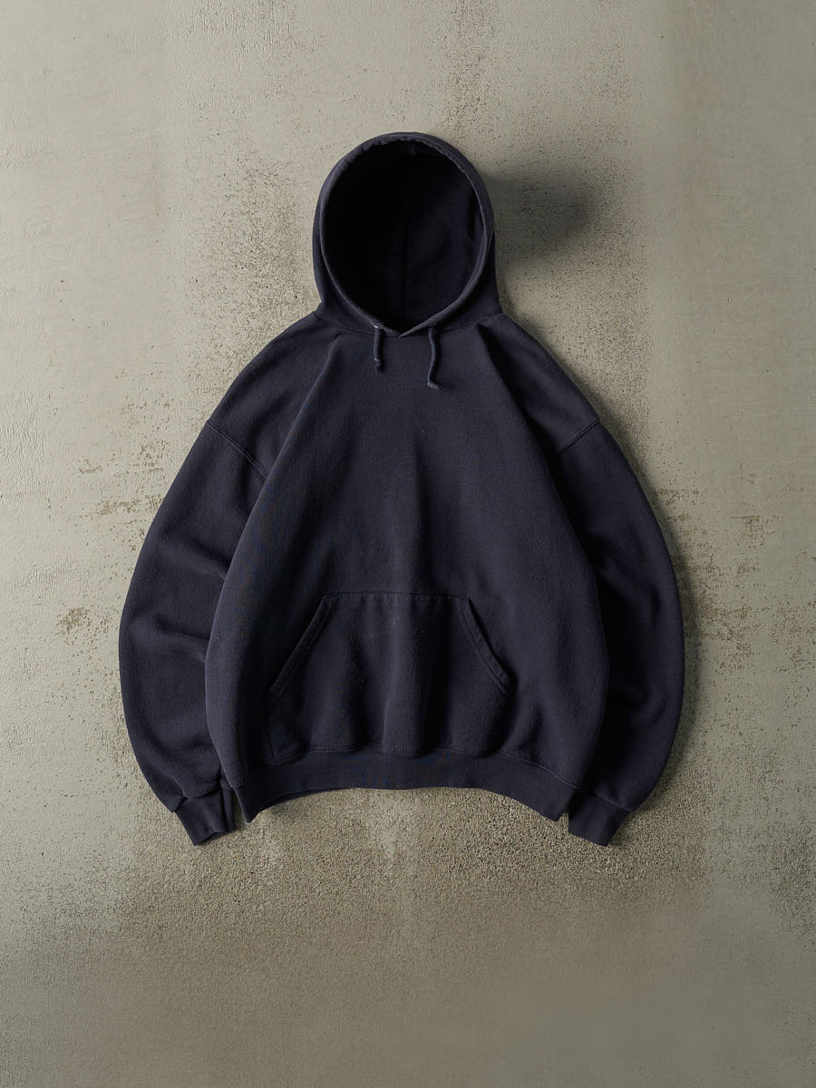 Vintage 90s Navy Blue Blank Hoodie (S/M)