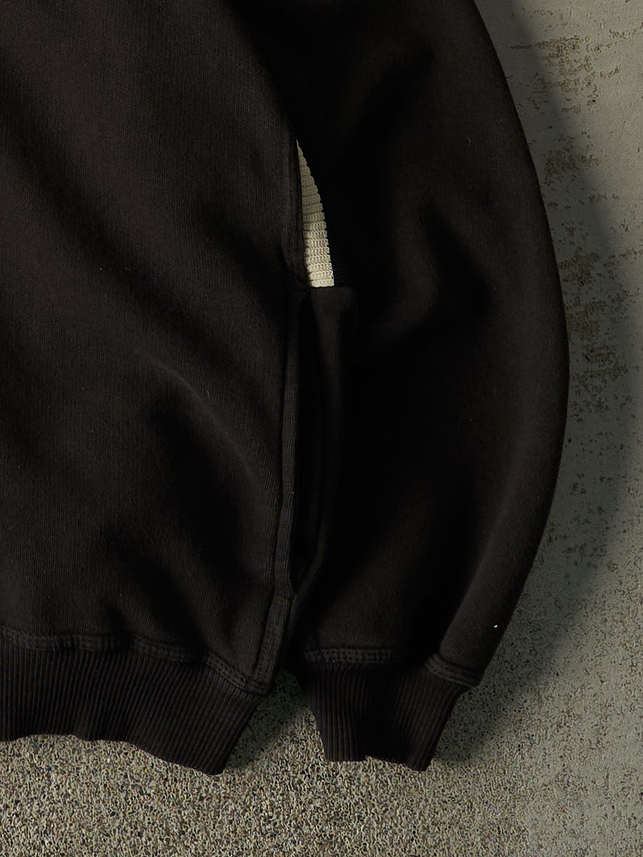 Vintage 90s Black ESPN Embroidered Knit Striped Hoodie (L)