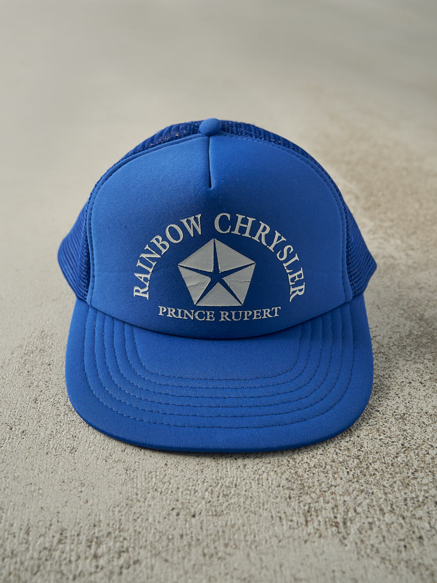 Vintage 90s Blue Rainbow Chrysler Foam Trucker Hat
