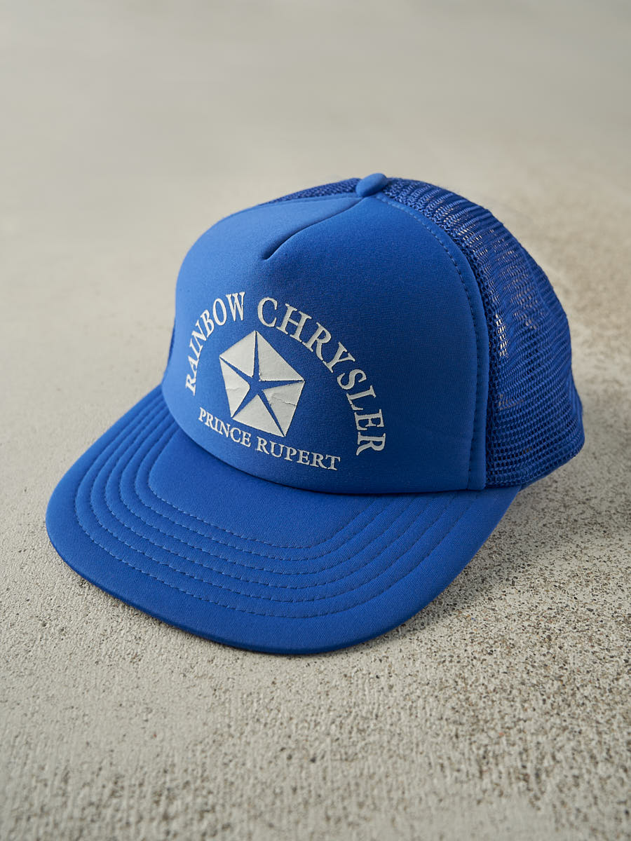 Vintage 90s Blue Rainbow Chrysler Foam Trucker Hat
