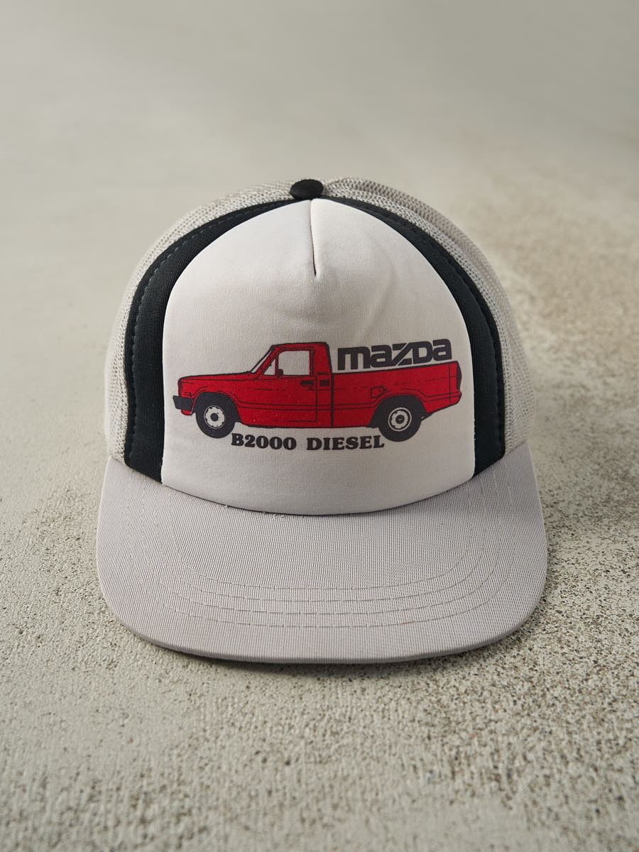 Vintage 80s Grey & White Mazda B2000 Diesel Foam Trucker Hat