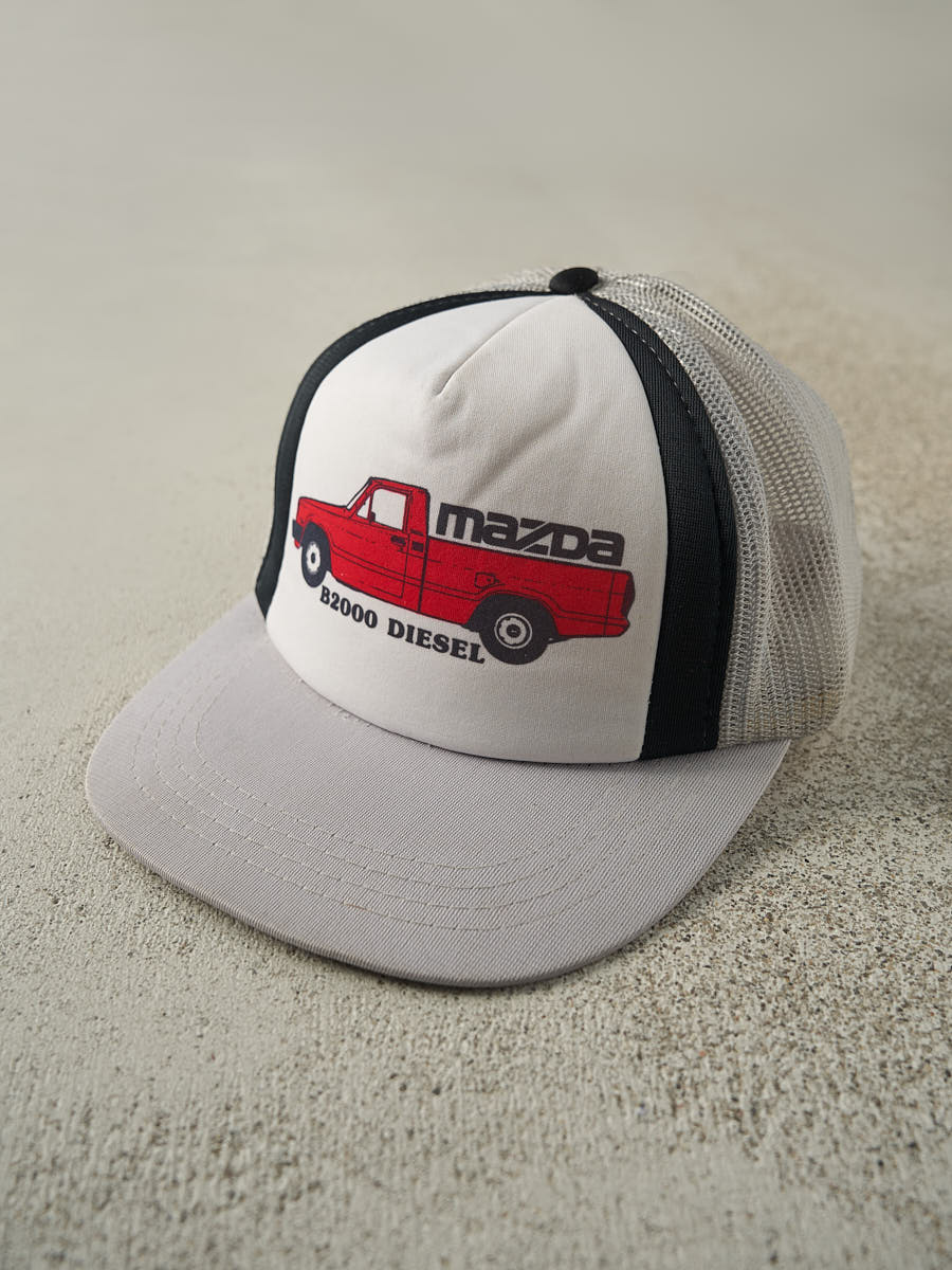 Vintage 80s Grey & White Mazda B2000 Diesel Foam Trucker Hat