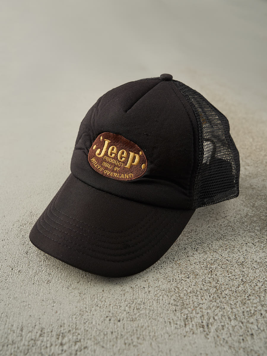 Vintage Y2K Black Jeep Embroidered Foam Trucker Hat