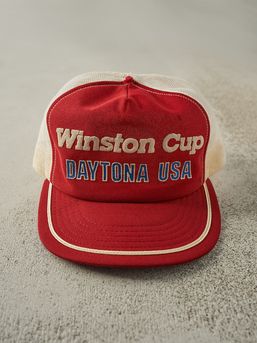 Vintage 80s Red & White Winston Cup Daytona USA Trucker Hat