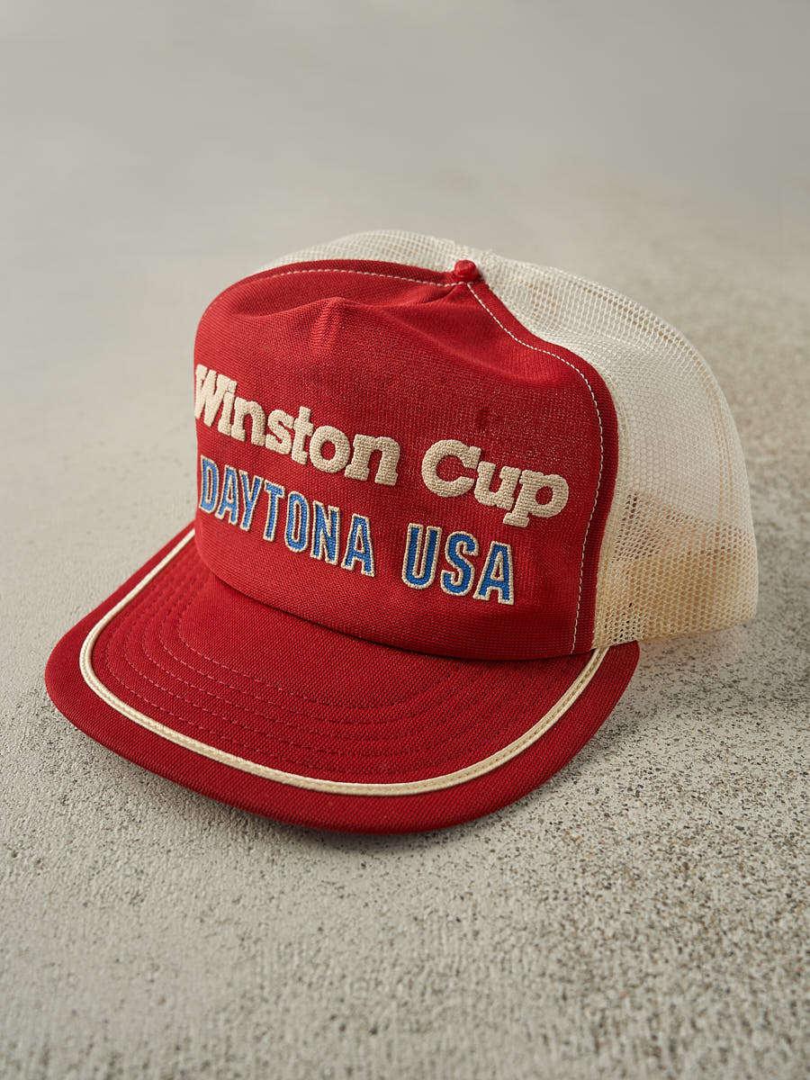 Vintage 80s Red & White Winston Cup Daytona USA Trucker Hat