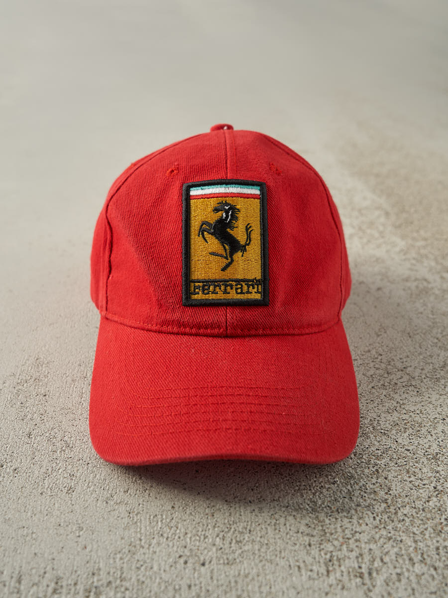 Vintage Y2K Red Embroidered Ferrari Velcro Hat