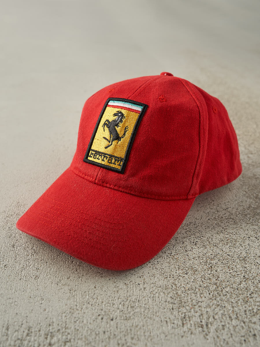 Vintage Y2K Red Embroidered Ferrari Velcro Hat