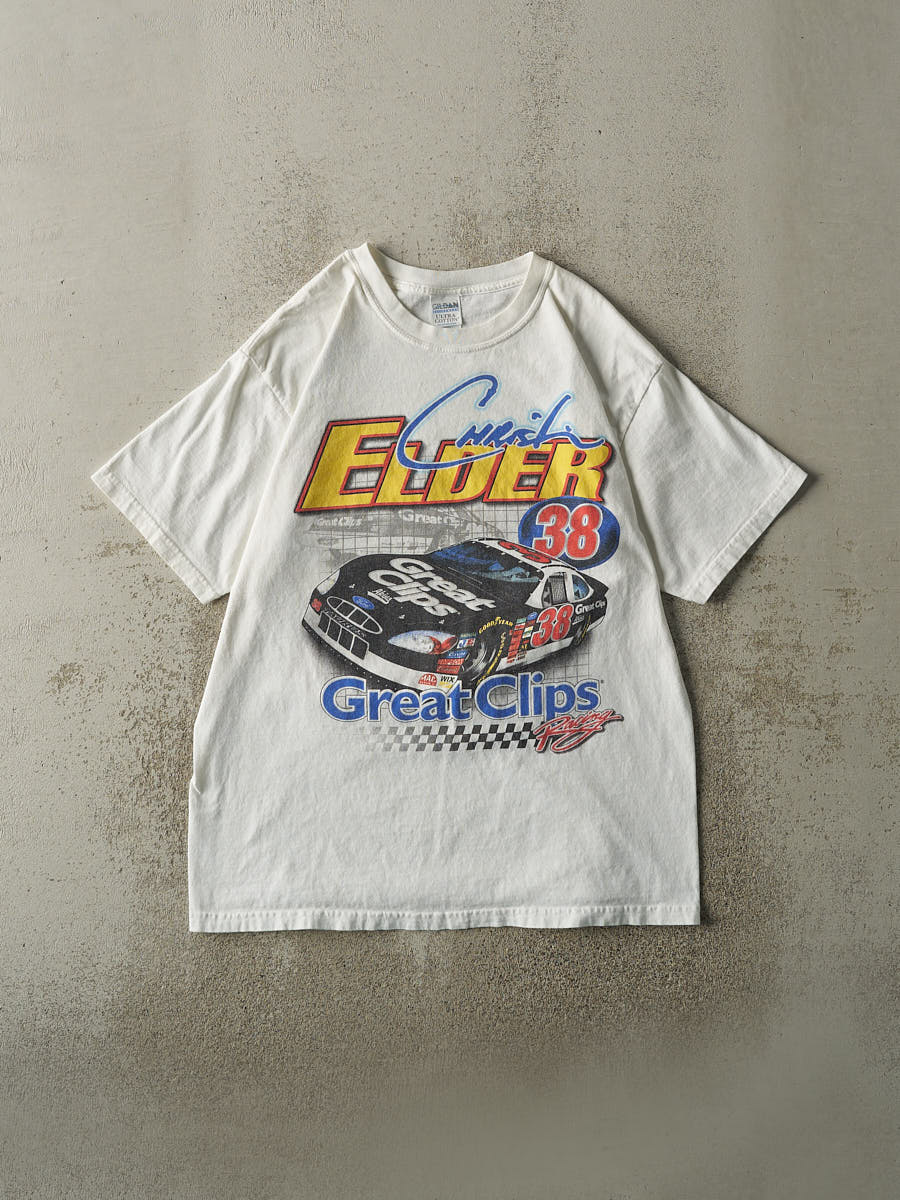 Vintage Y2K White Christian Elder Nascar Racing Tee (L)