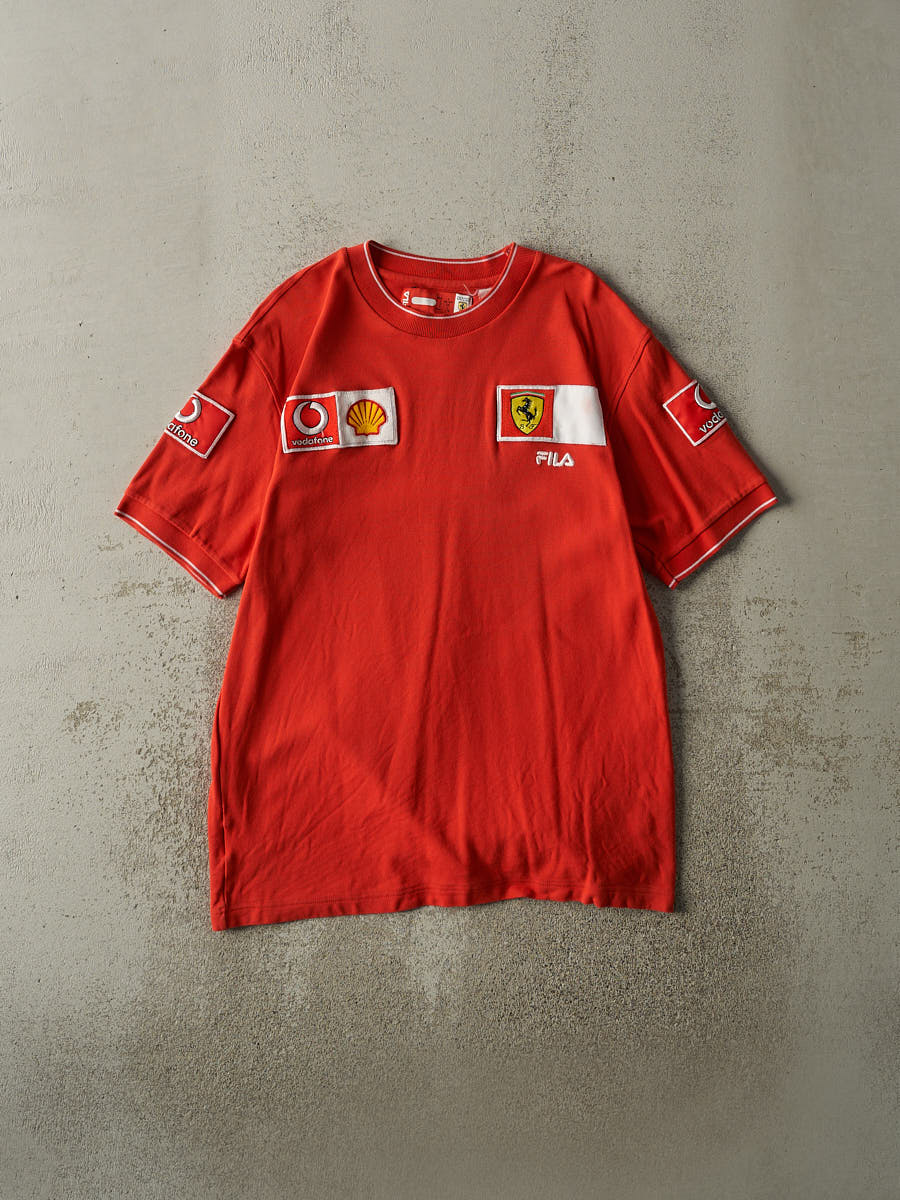 Vintage Y2K Red Fila x Ferrari Embroidered Textured Tee (M/L)