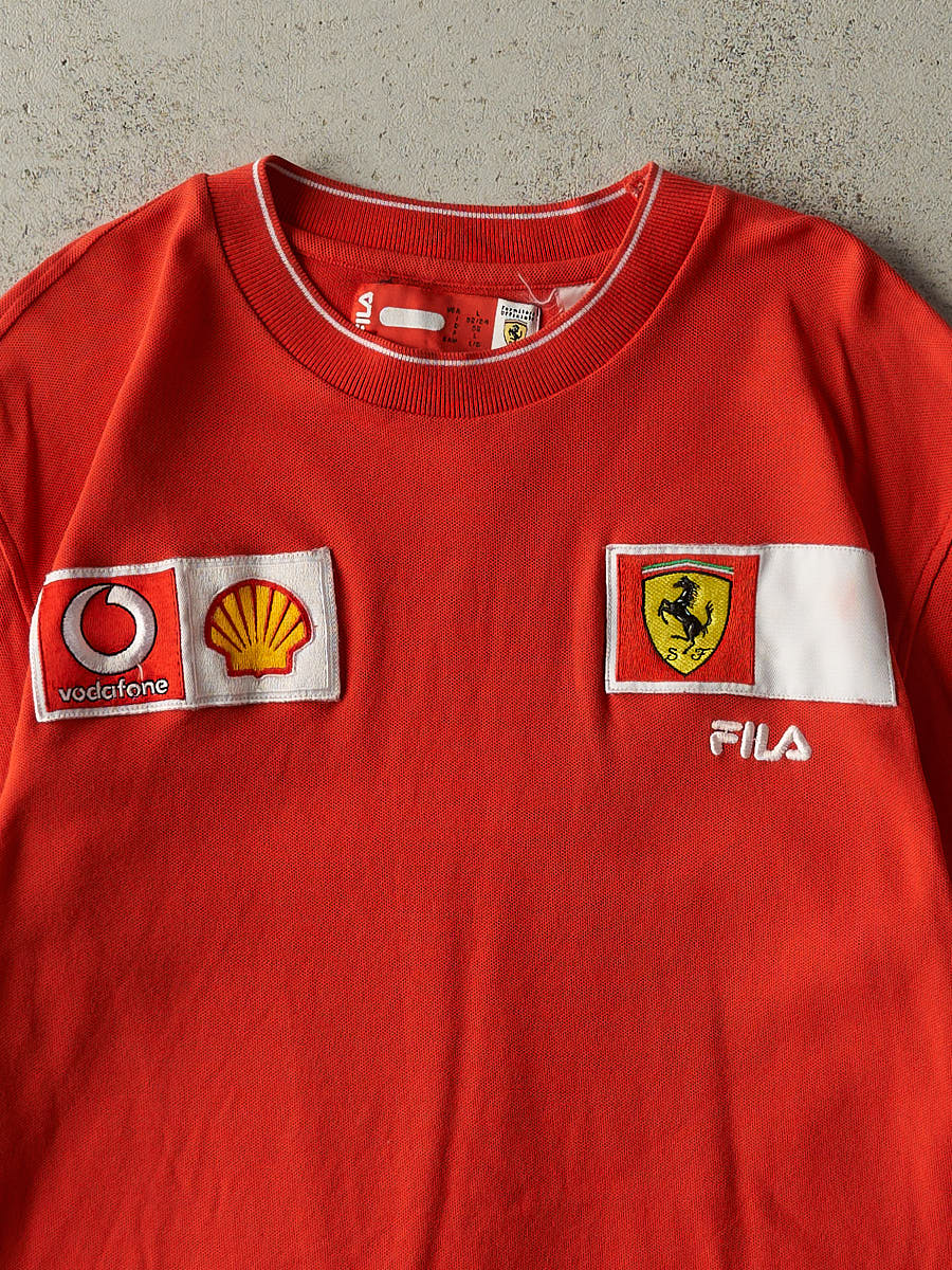 Vintage Y2K Red Fila x Ferrari Embroidered Textured Tee (M/L)